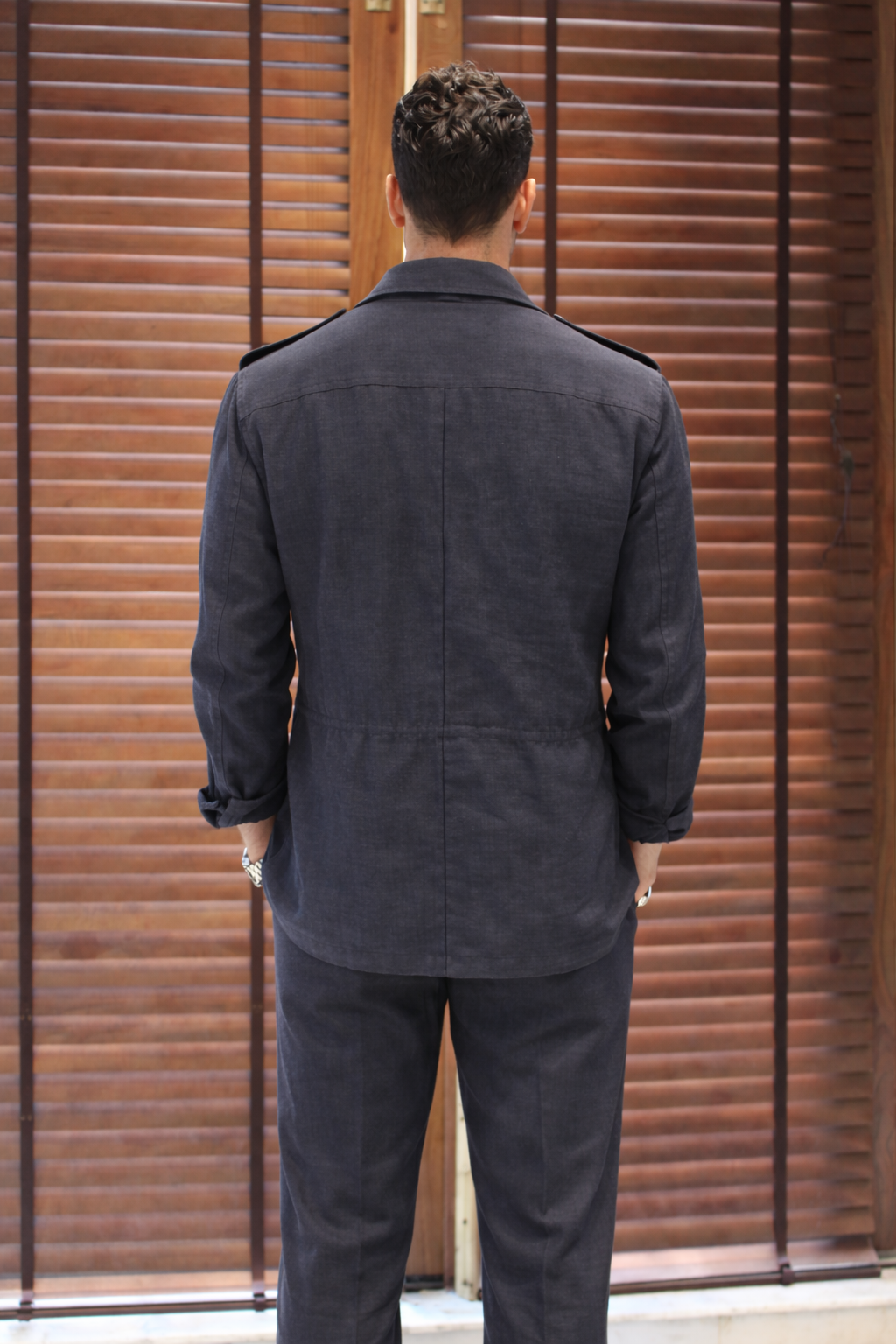 Linen Shacket - Navy Blue