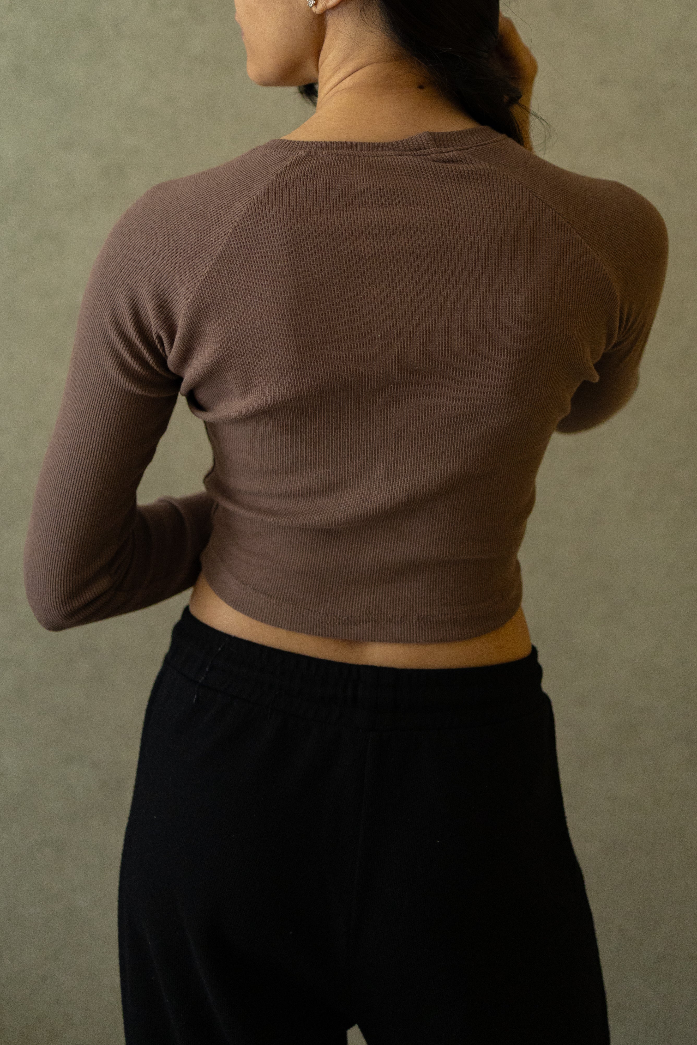 Crop Ribbed Top - Mocha