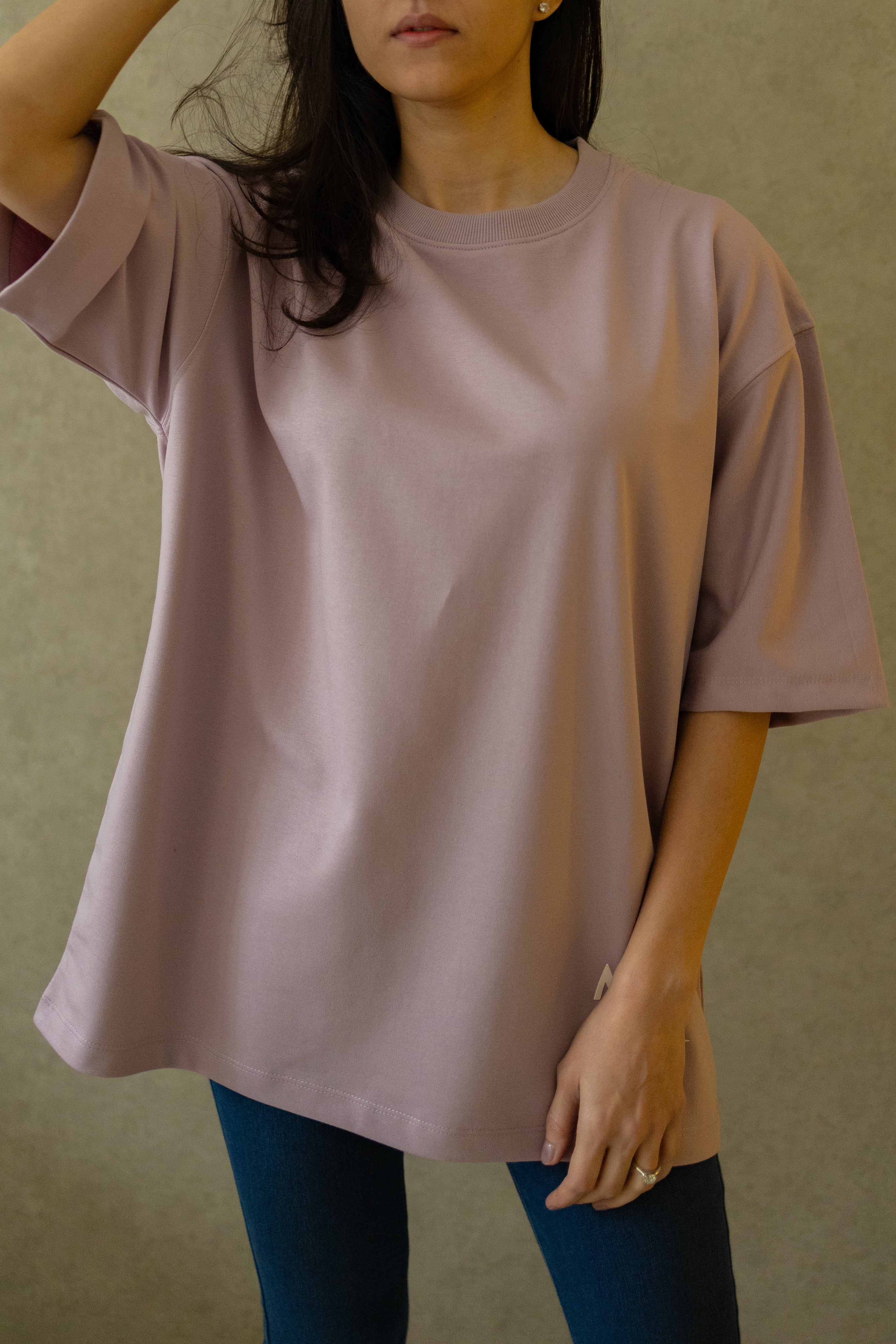 Drop Shoulder Dusty Pink T-shirt - Women