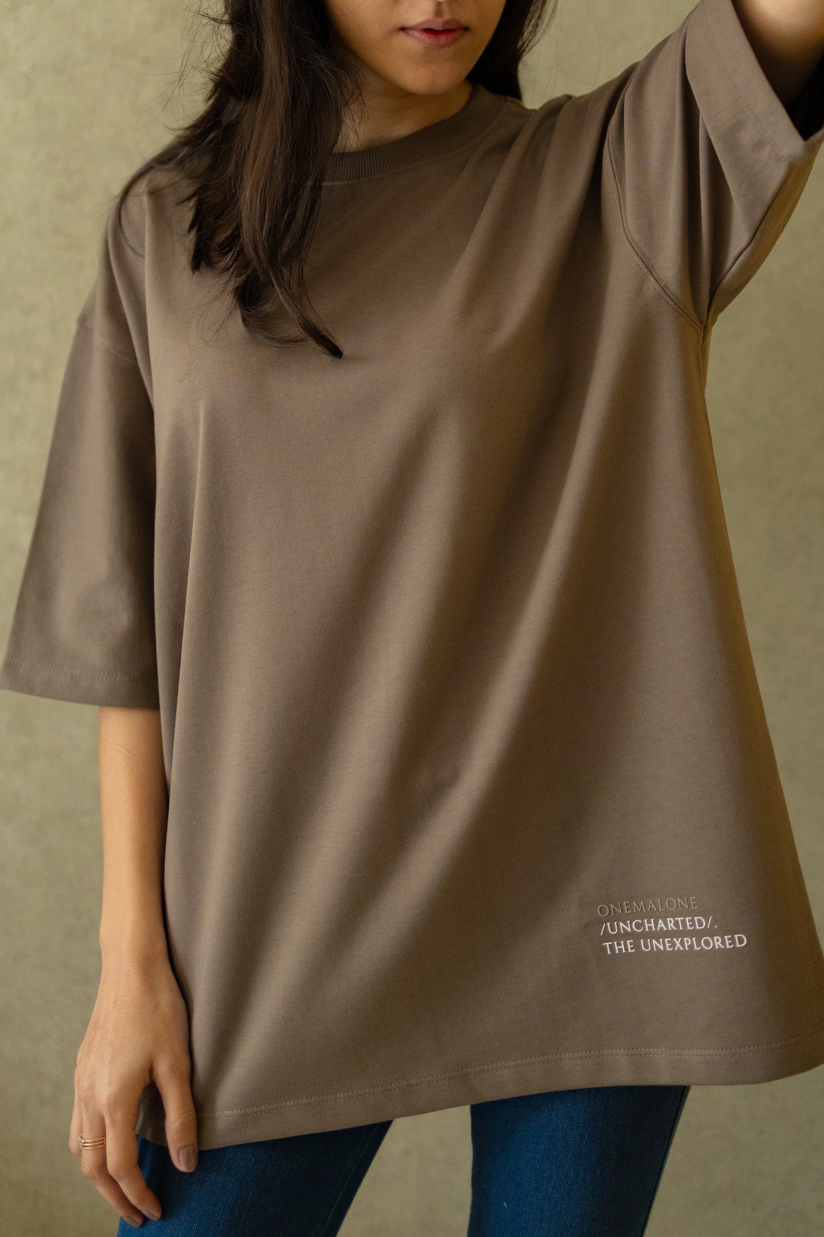 Drop Shoulder Mocha T-shirt - Women