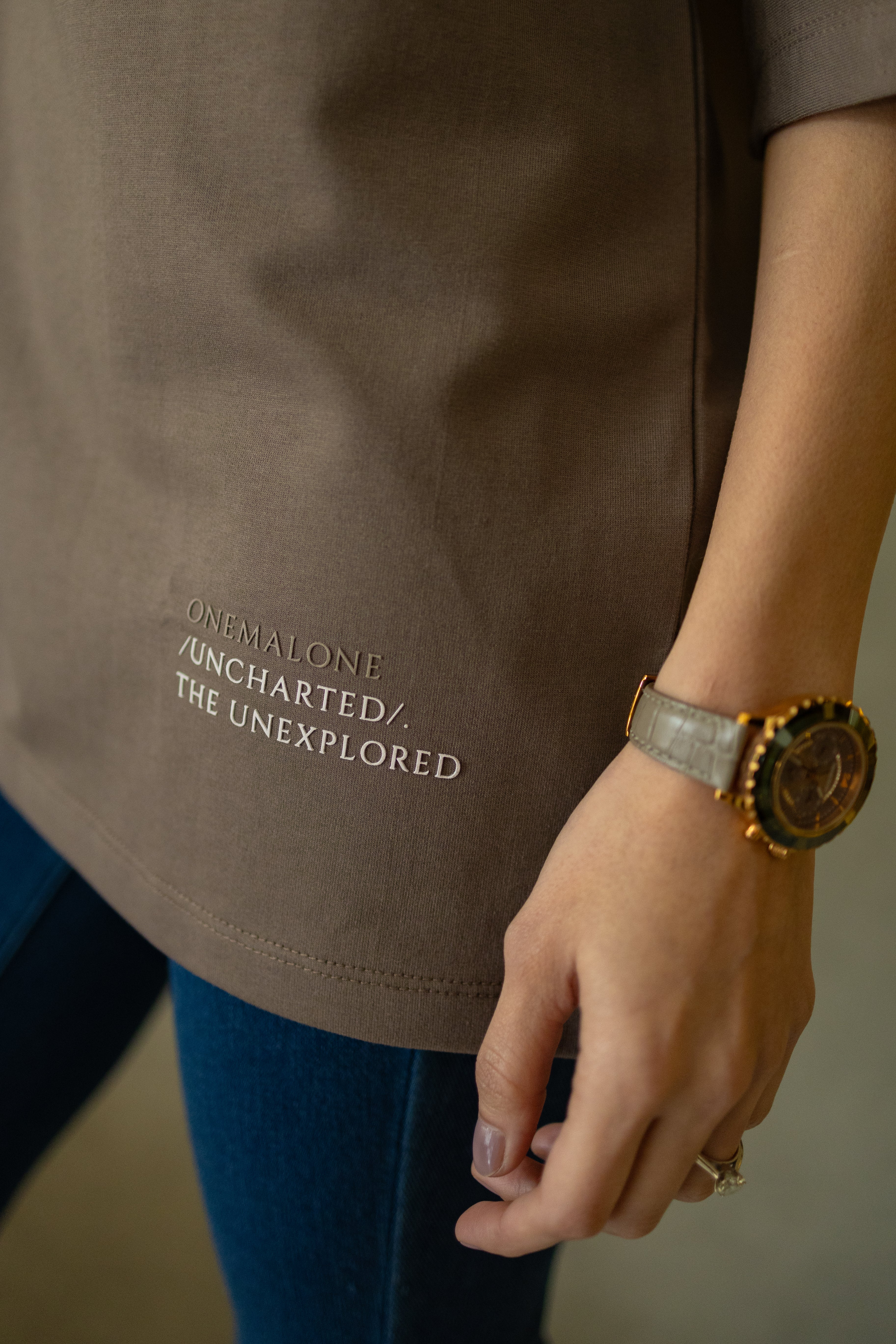 Drop Shoulder Mocha T-shirt - Women