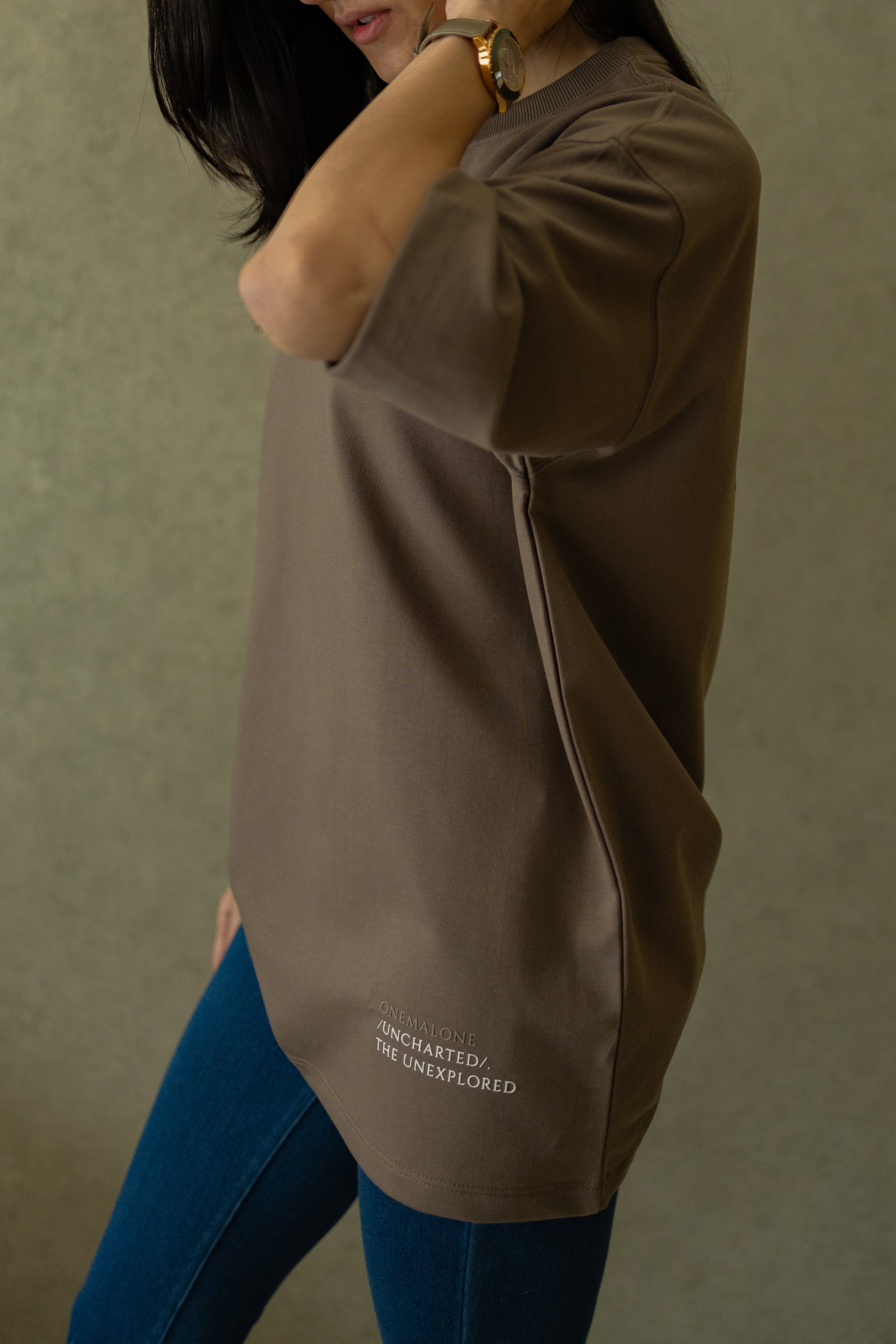 Drop Shoulder Mocha T-shirt - Women