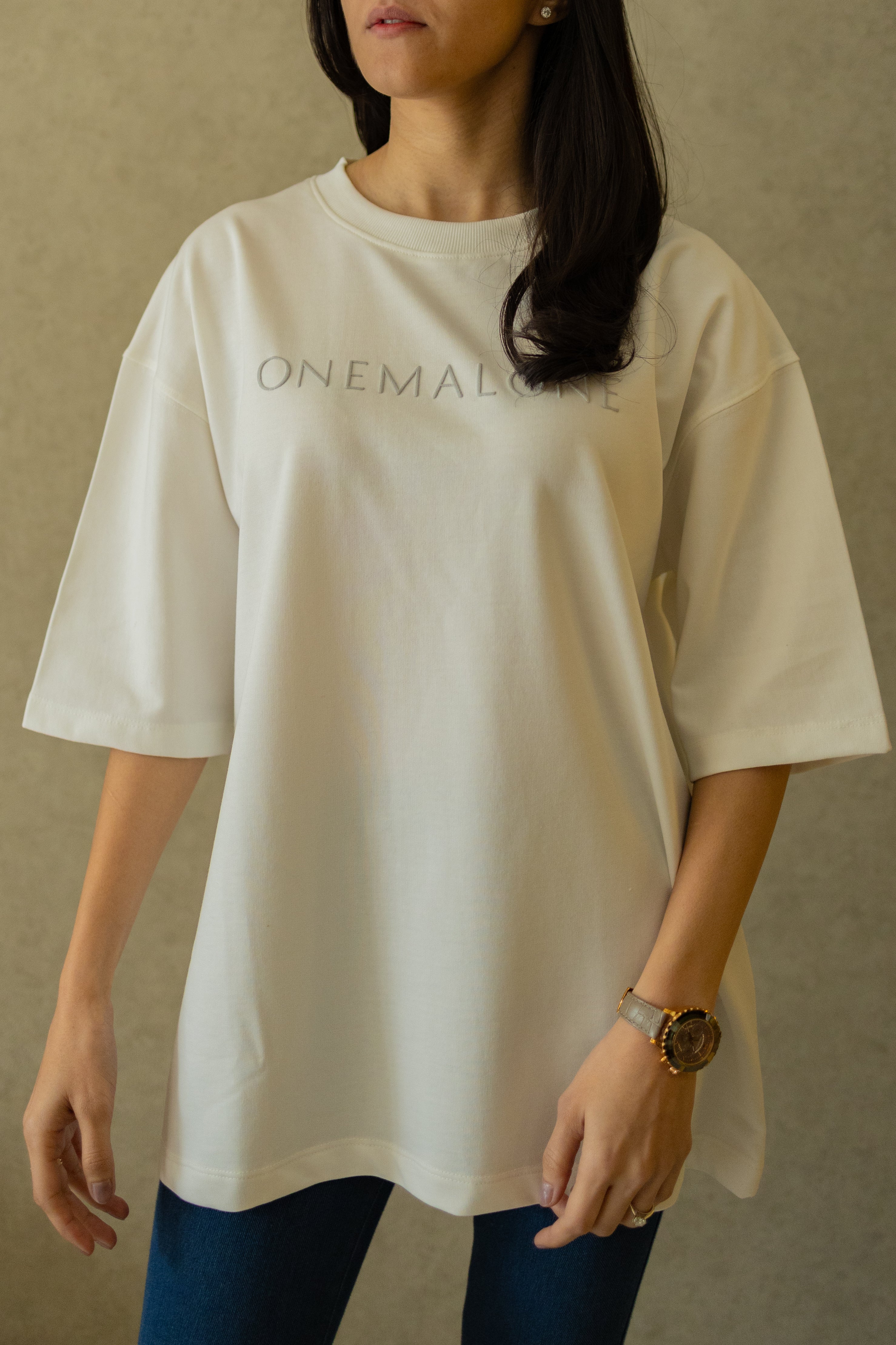 Drop Shoulder Ivory T-shirt - Women