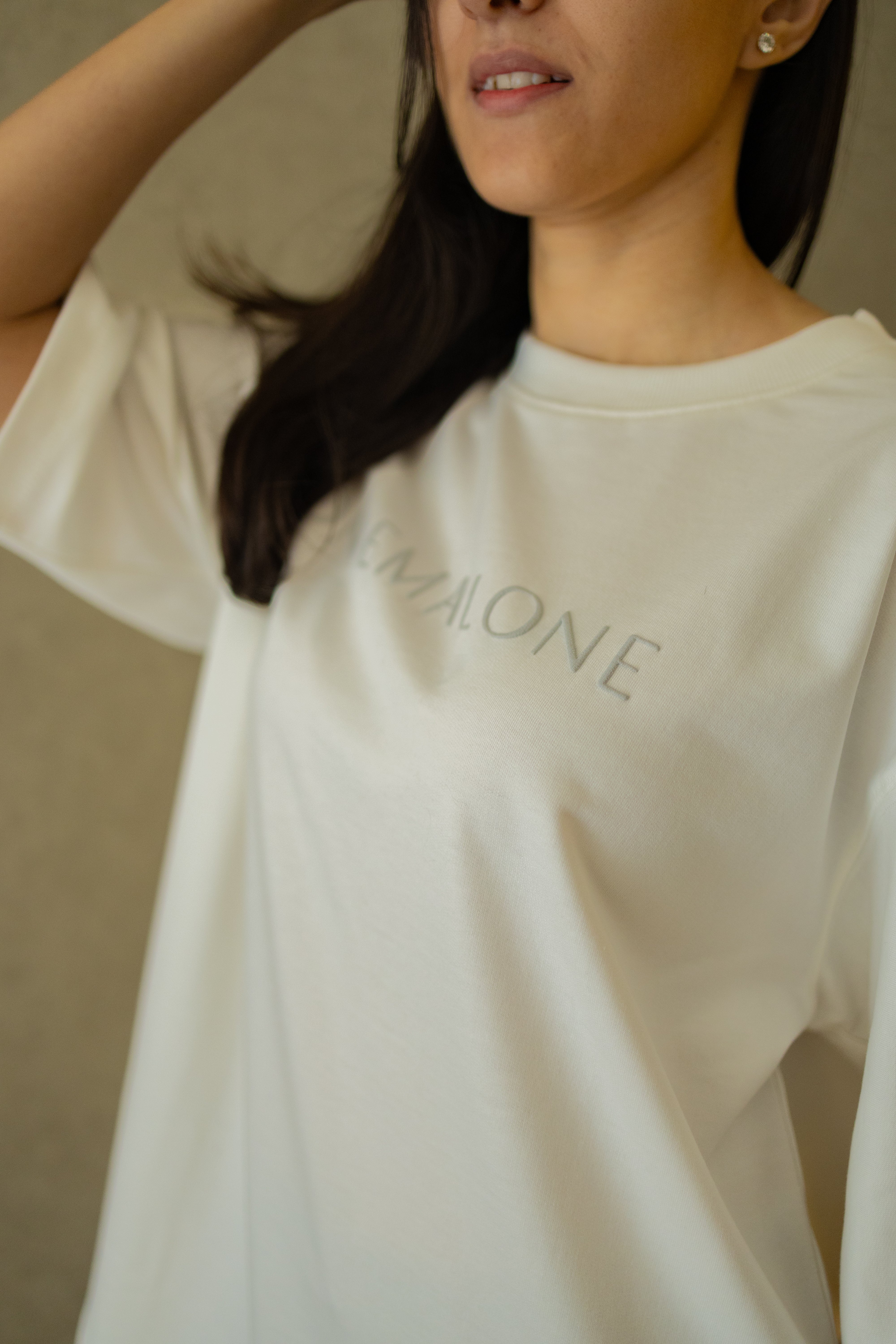 Drop Shoulder Ivory T-shirt - Women