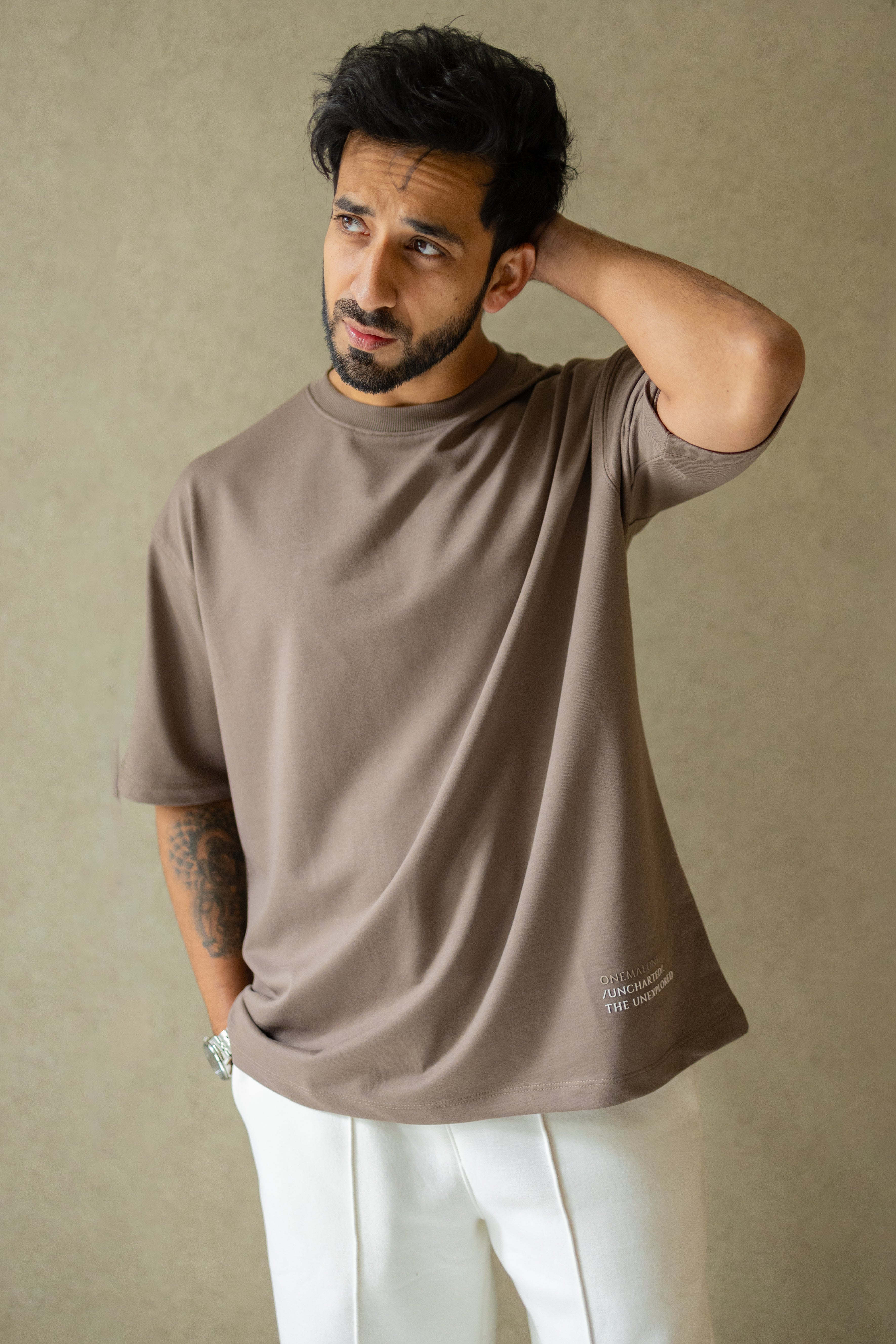 Drop Shoulder Mocha T-shirt