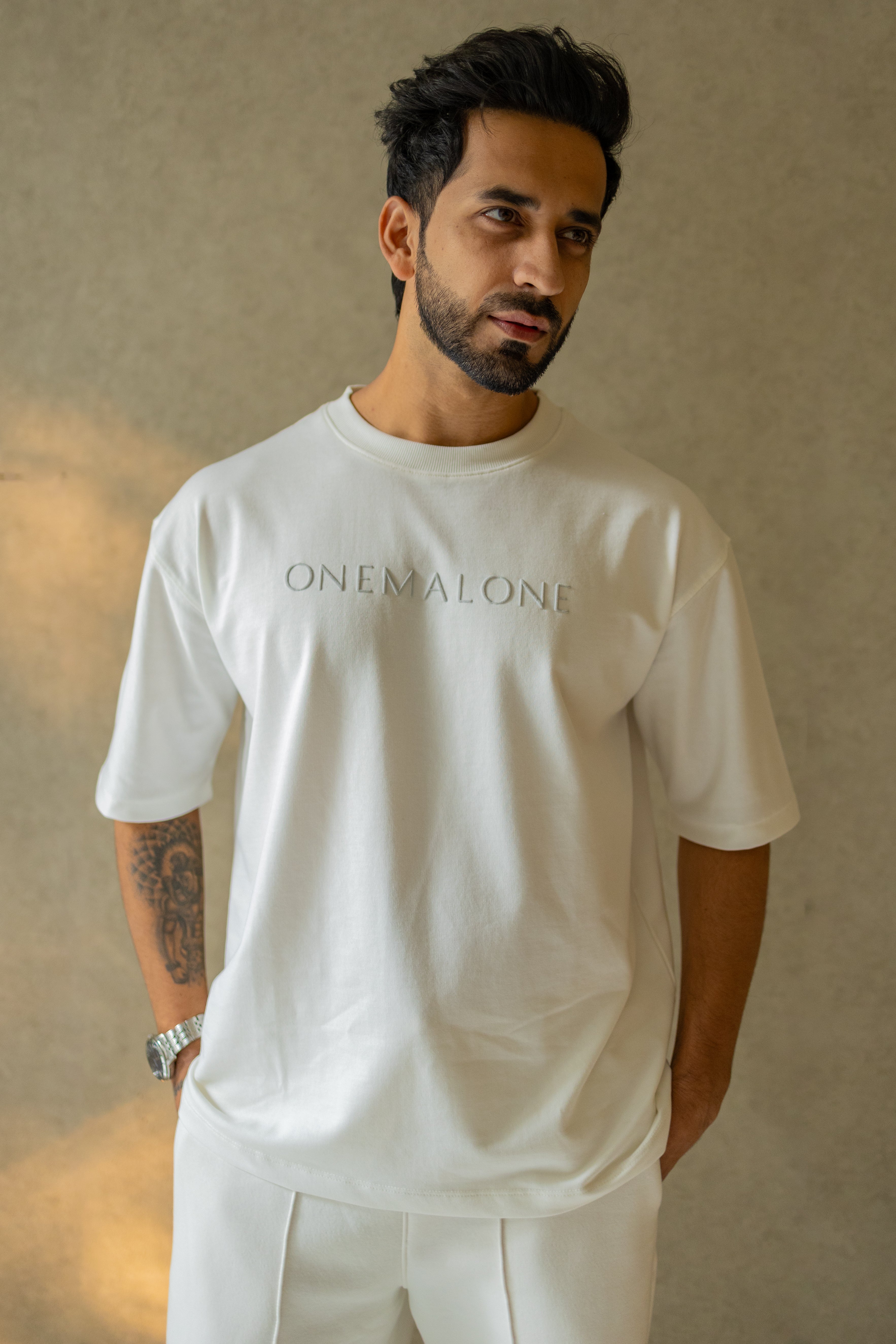 Drop Shoulder Ivory T-shirt