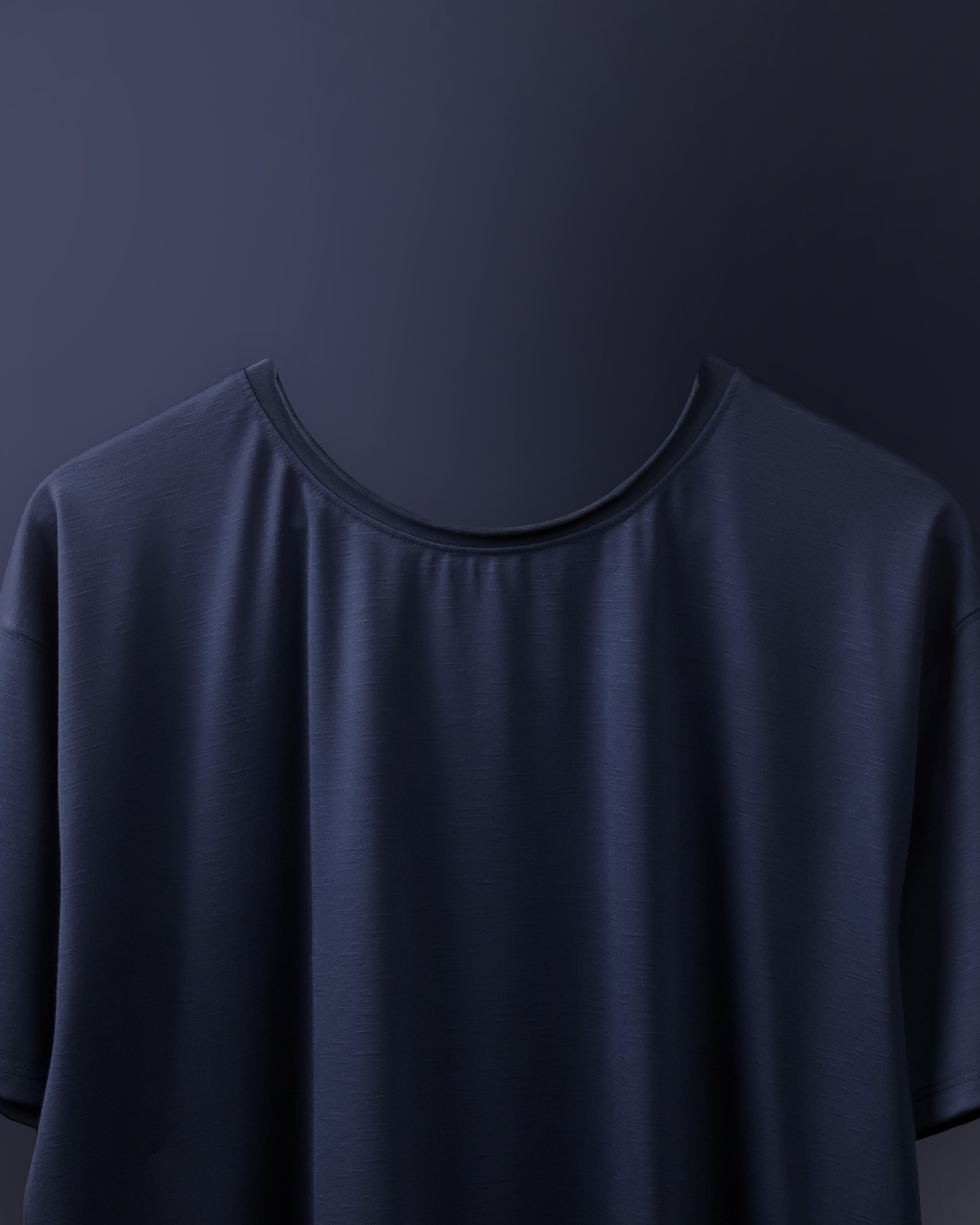 SLUB CREW NECK T-Shirt - Navy Blue