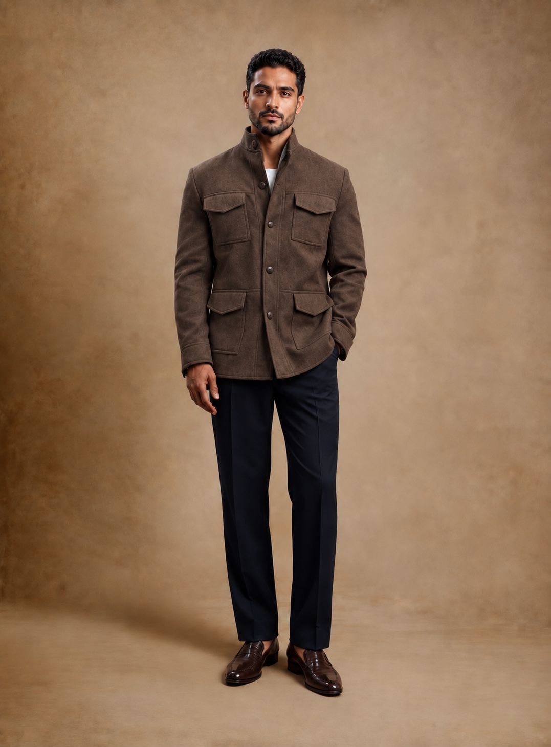 Suede SAFARI JACKET - Brown