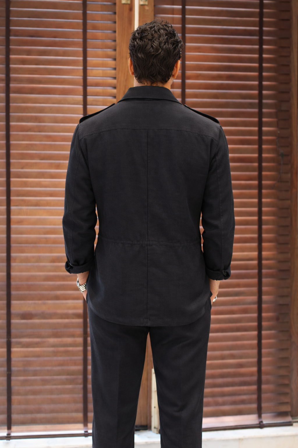 Linen Shacket - Black