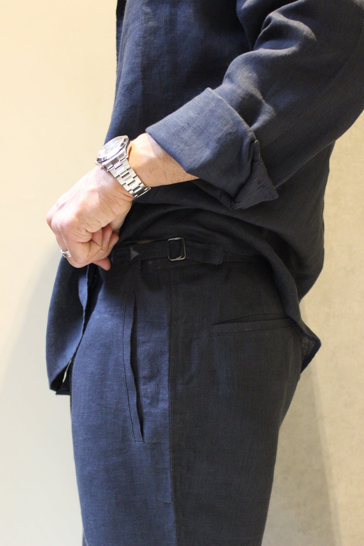 Linen Navy Blue Pants