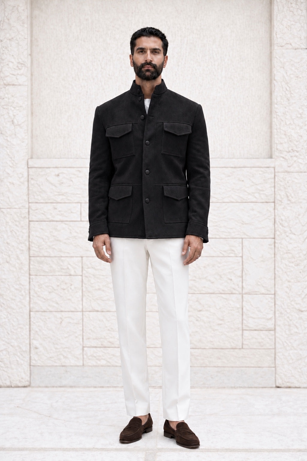 Suede SAFARI JACKET - Black