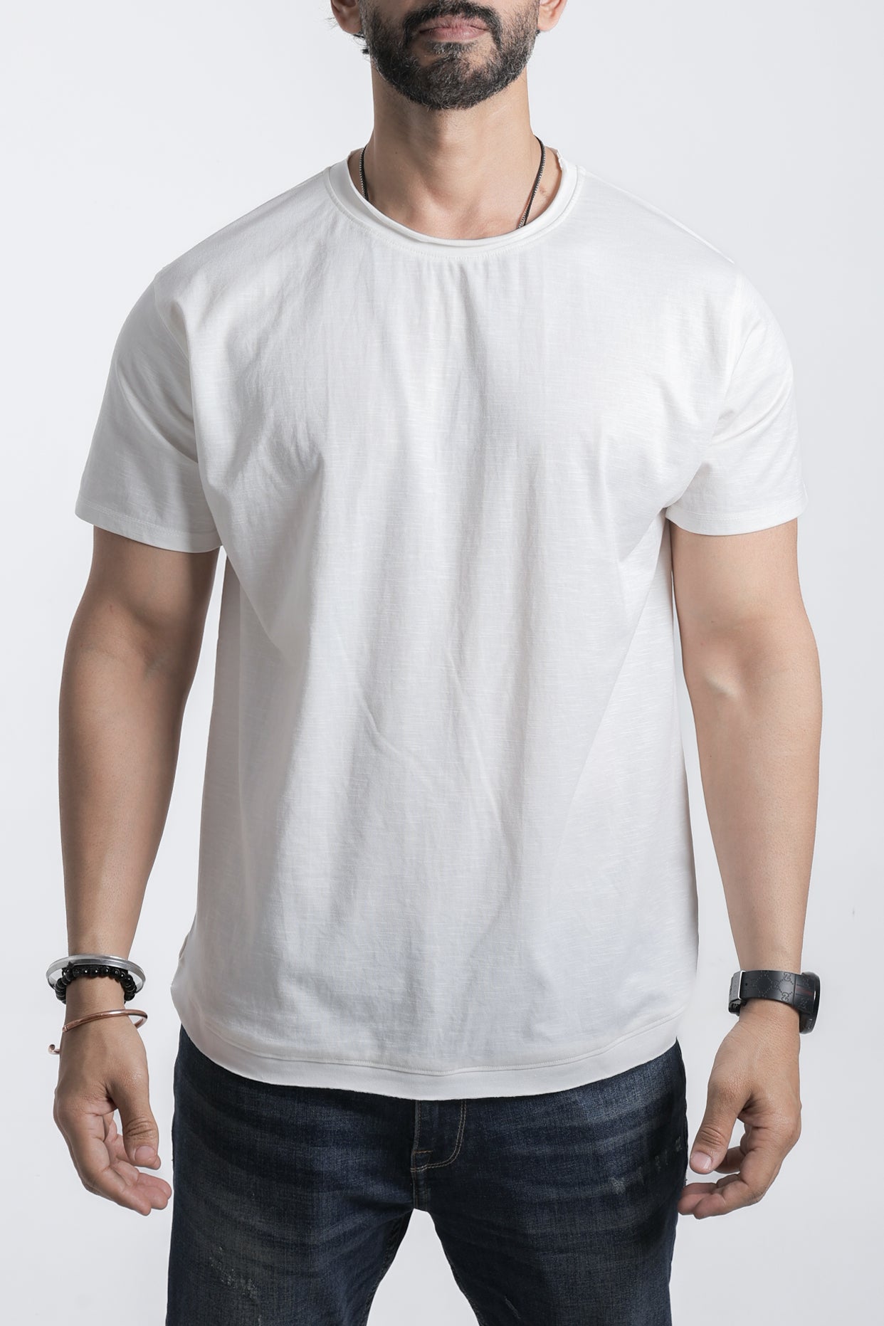 SLUB CREW NECK T-Shirt - White