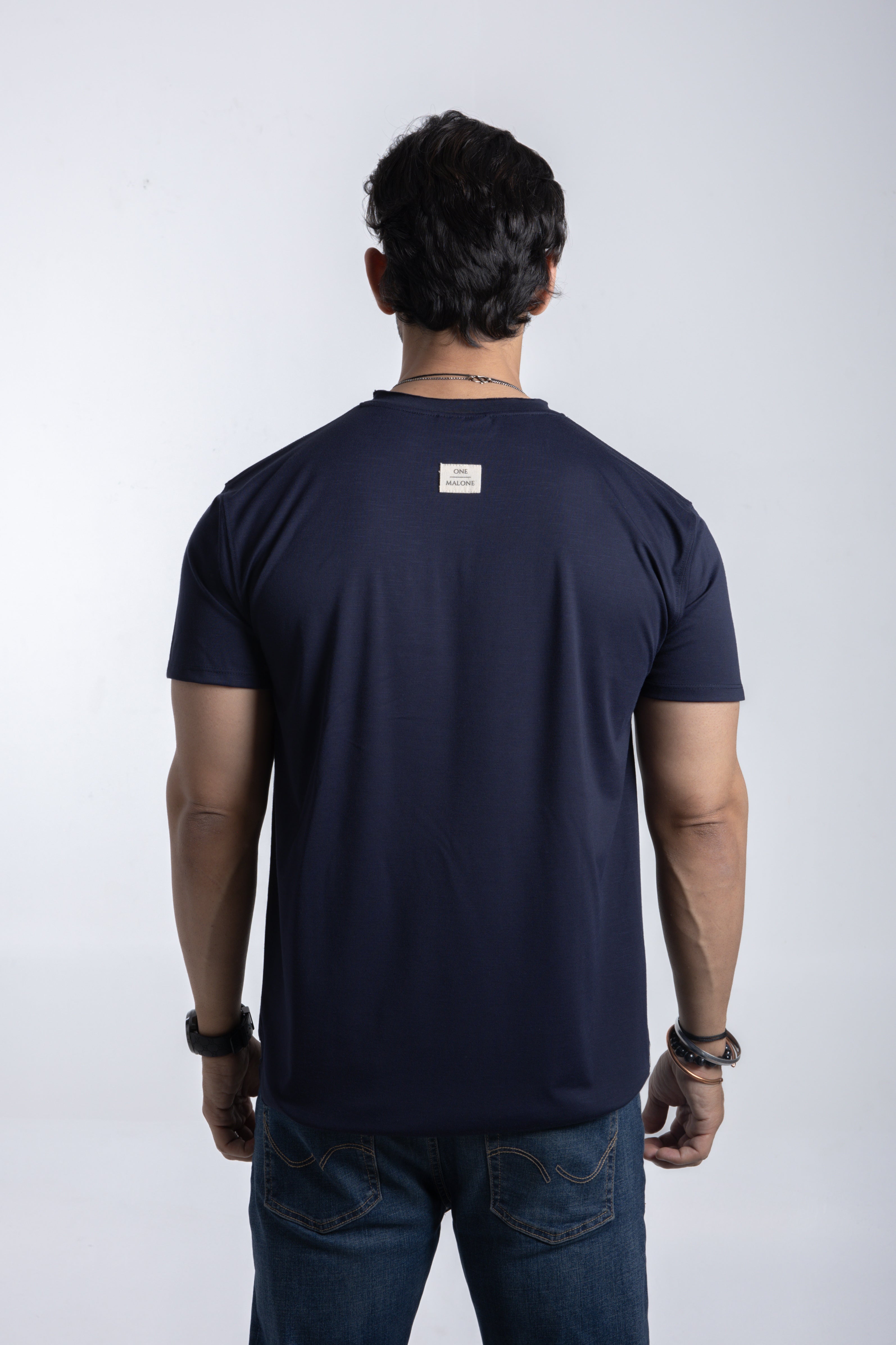 SLUB CREW NECK T-Shirt - Navy Blue