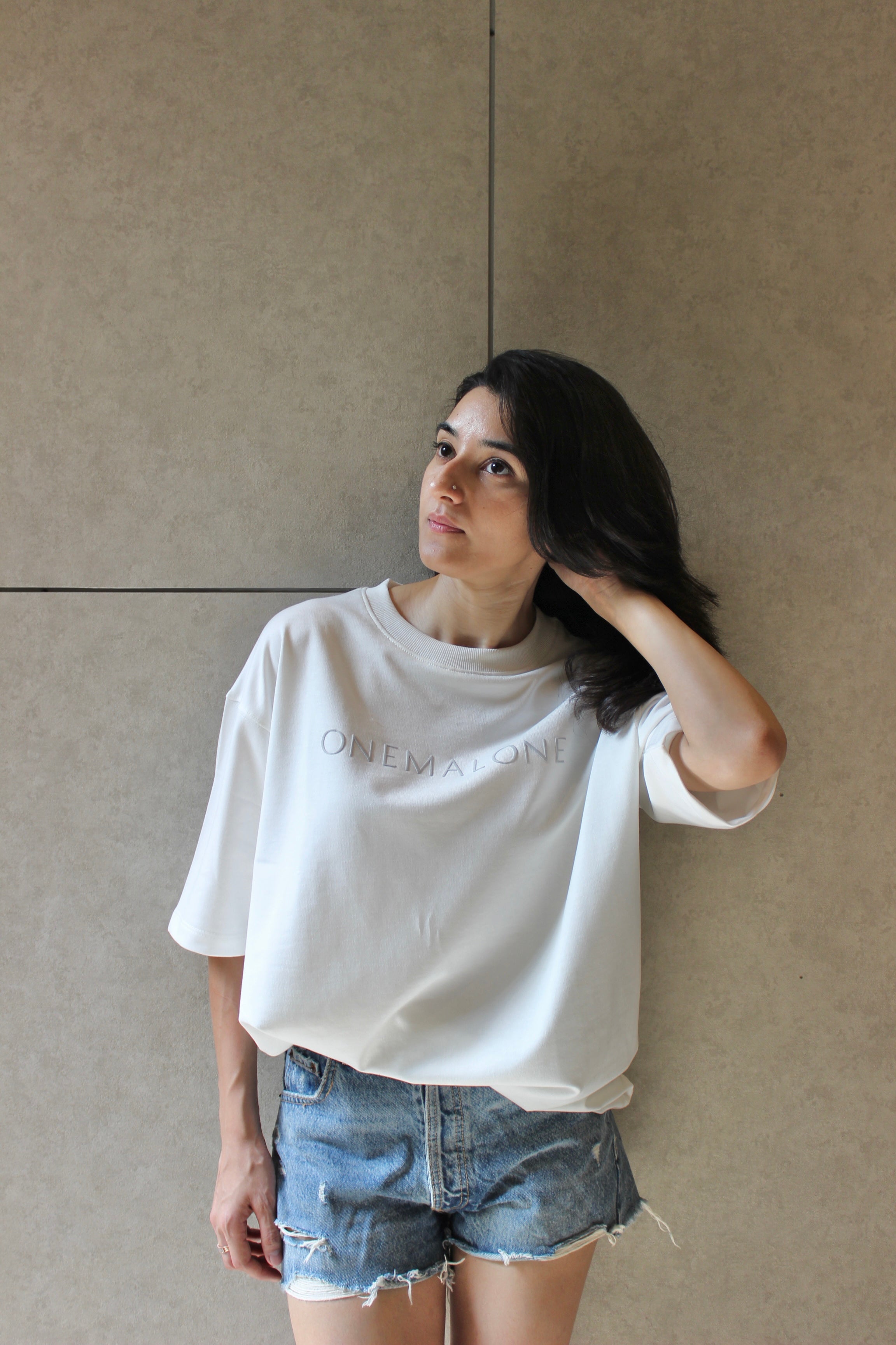 Drop Shoulder Ivory T-shirt - Women