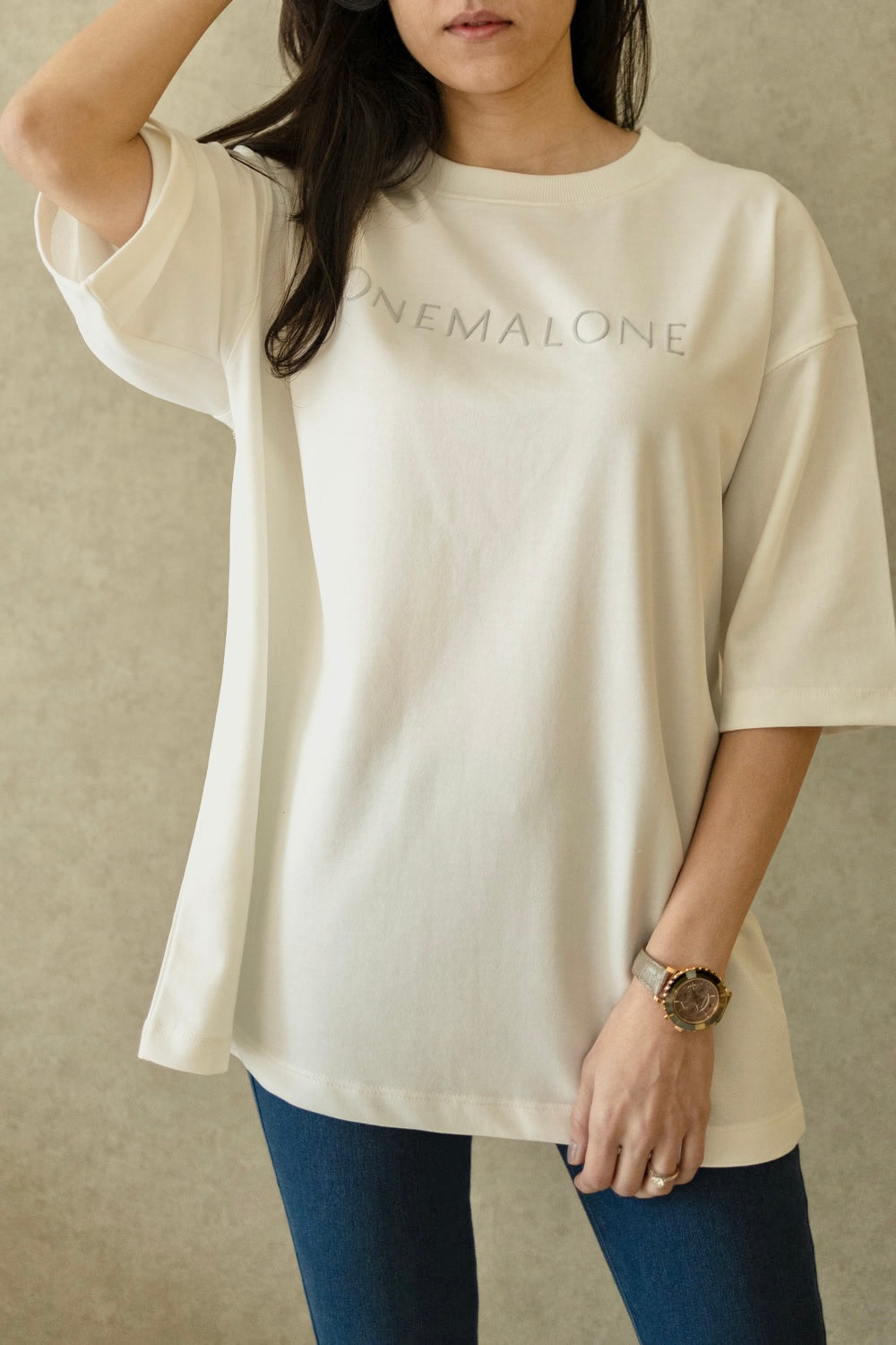Drop Shoulder Ivory T-shirt - Women