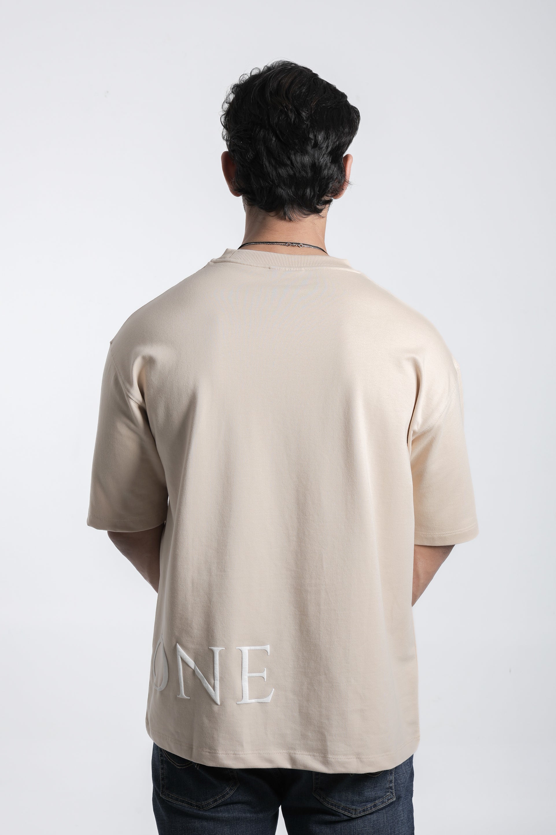Drop Shoulder Beige T-shirt