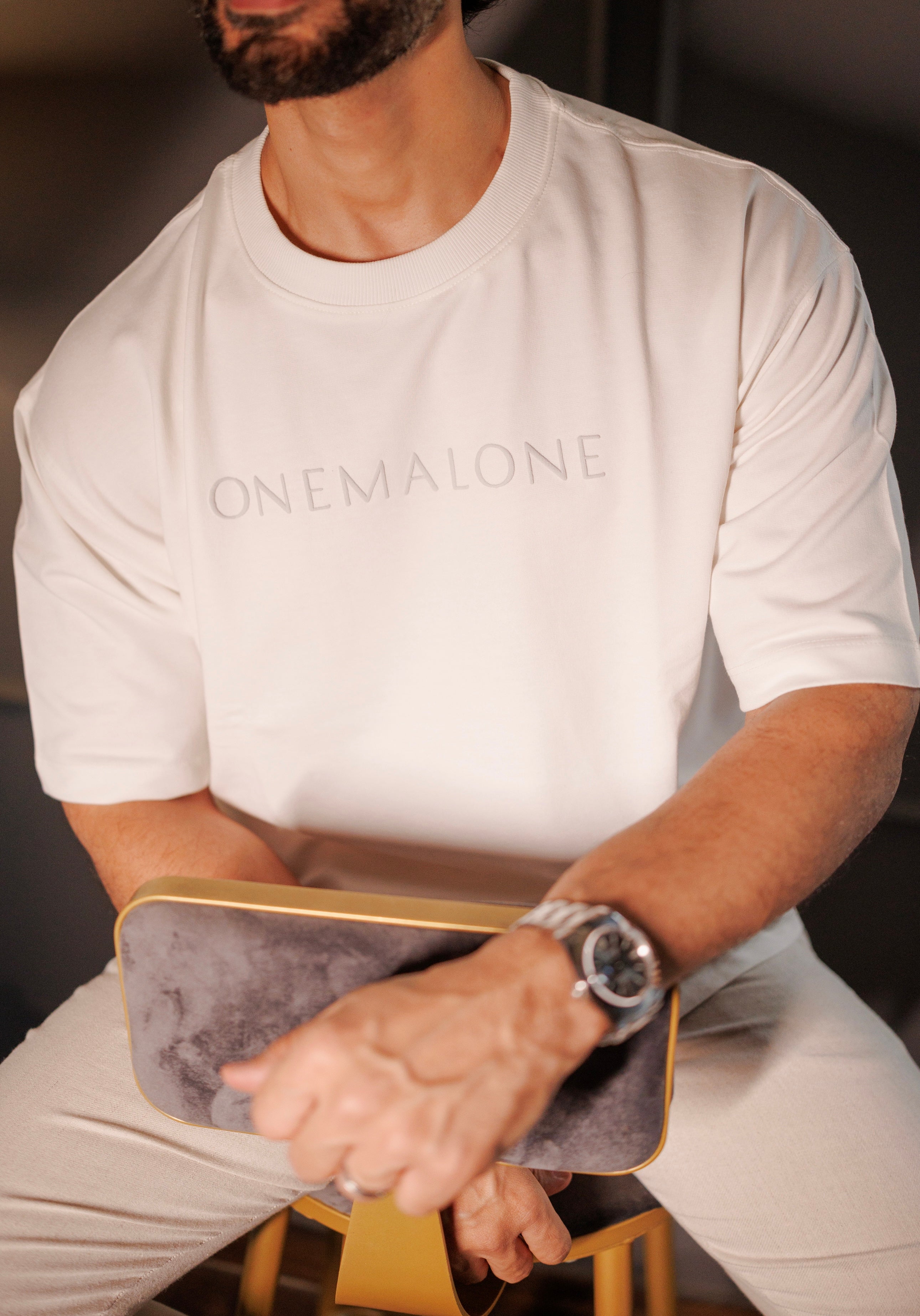 Drop Shoulder Ivory T-shirt