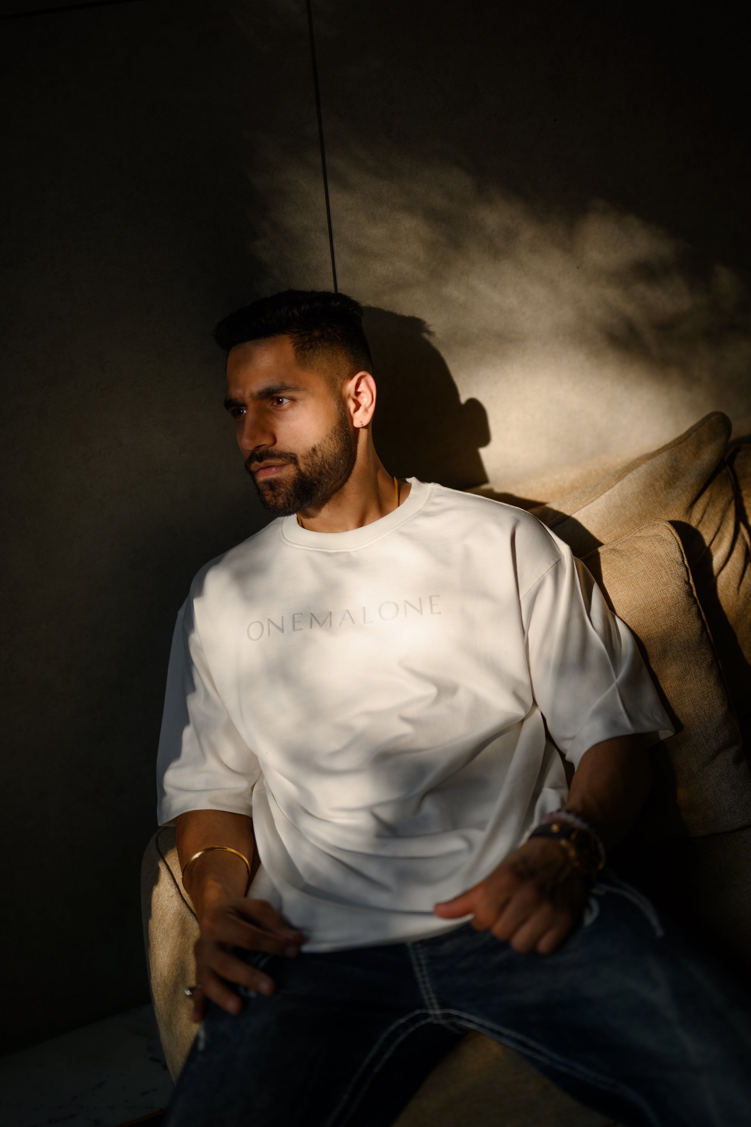 Drop Shoulder Ivory T-shirt