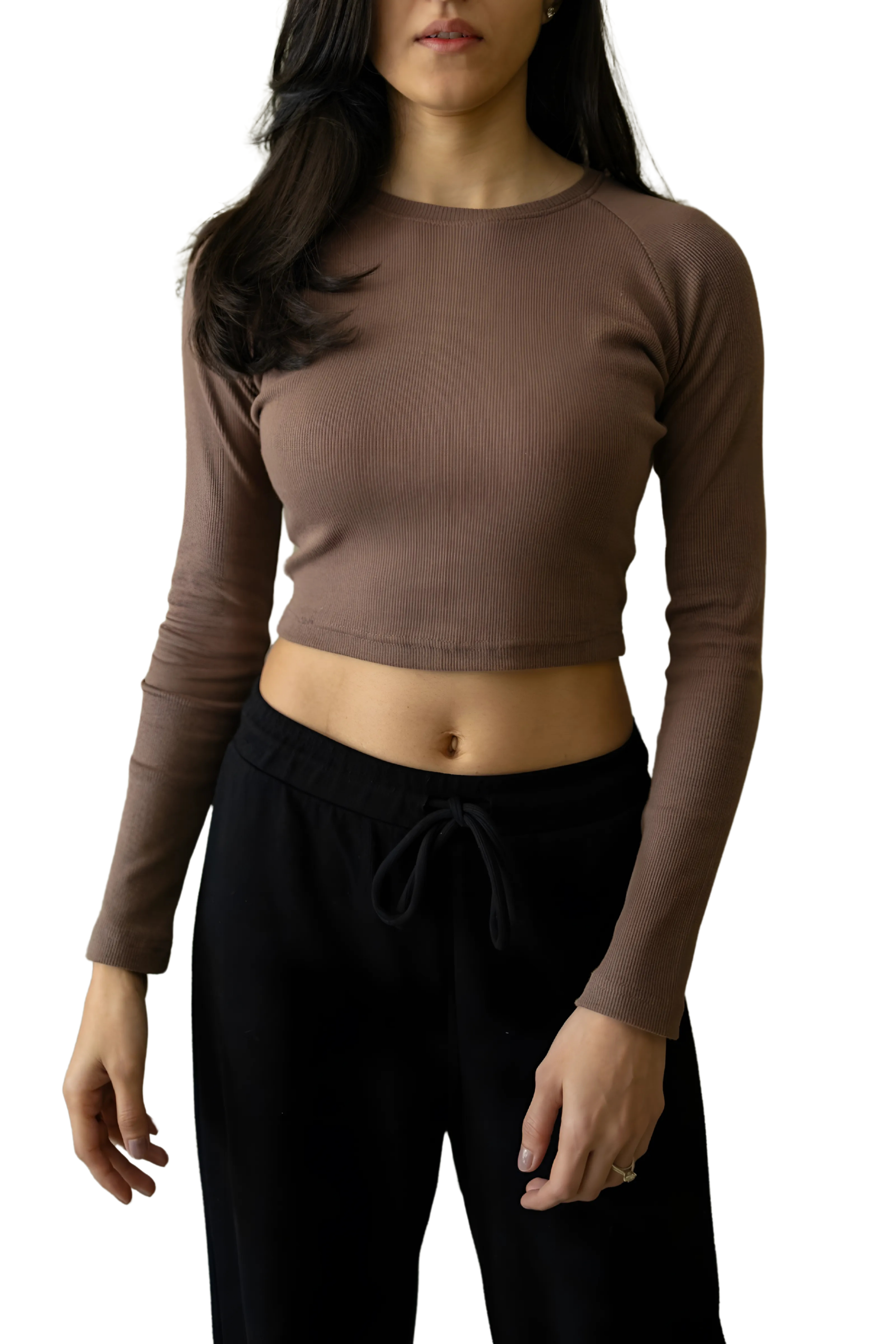 Crop Ribbed Top - Mocha