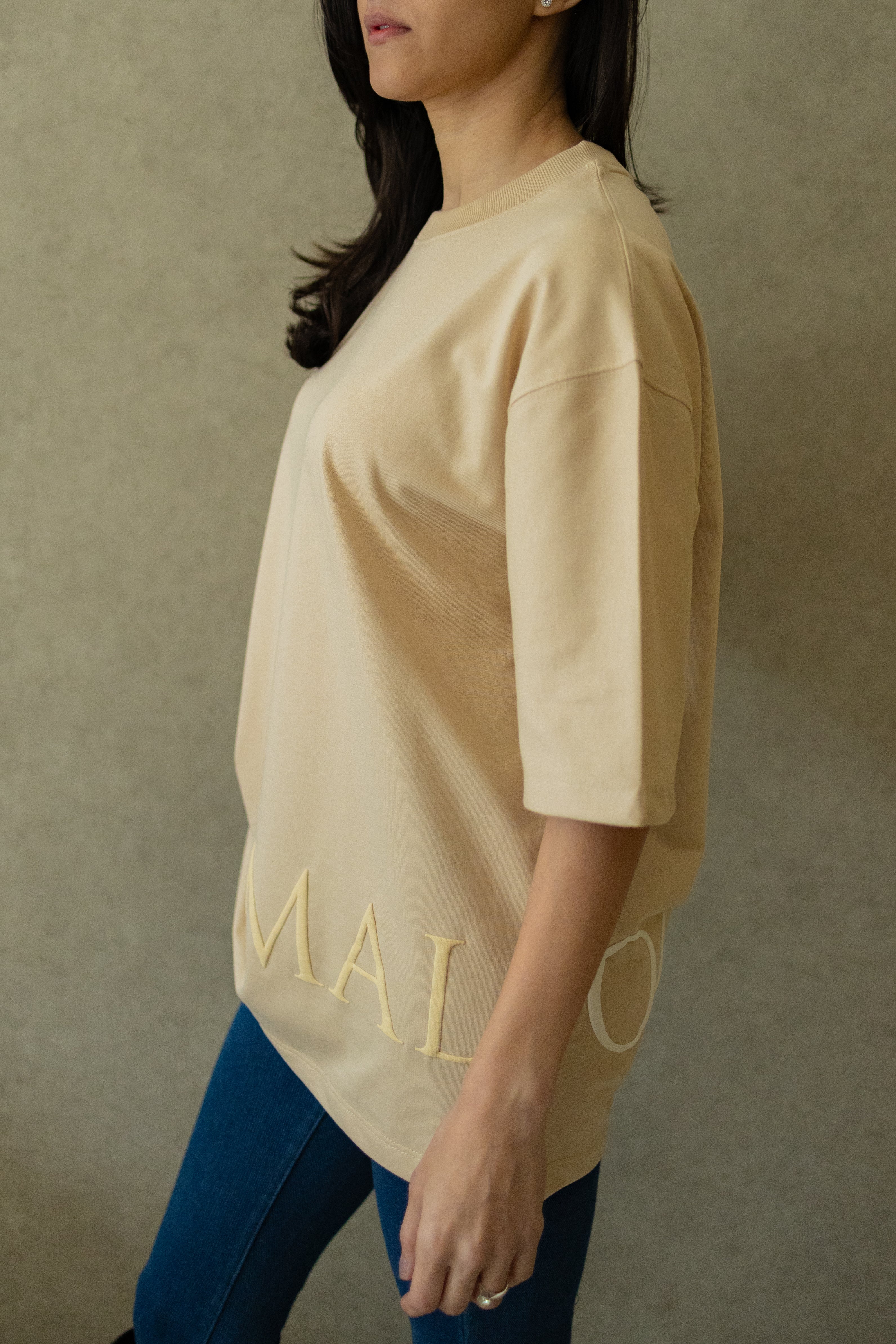 Drop Shoulder Beige - shirt - Women