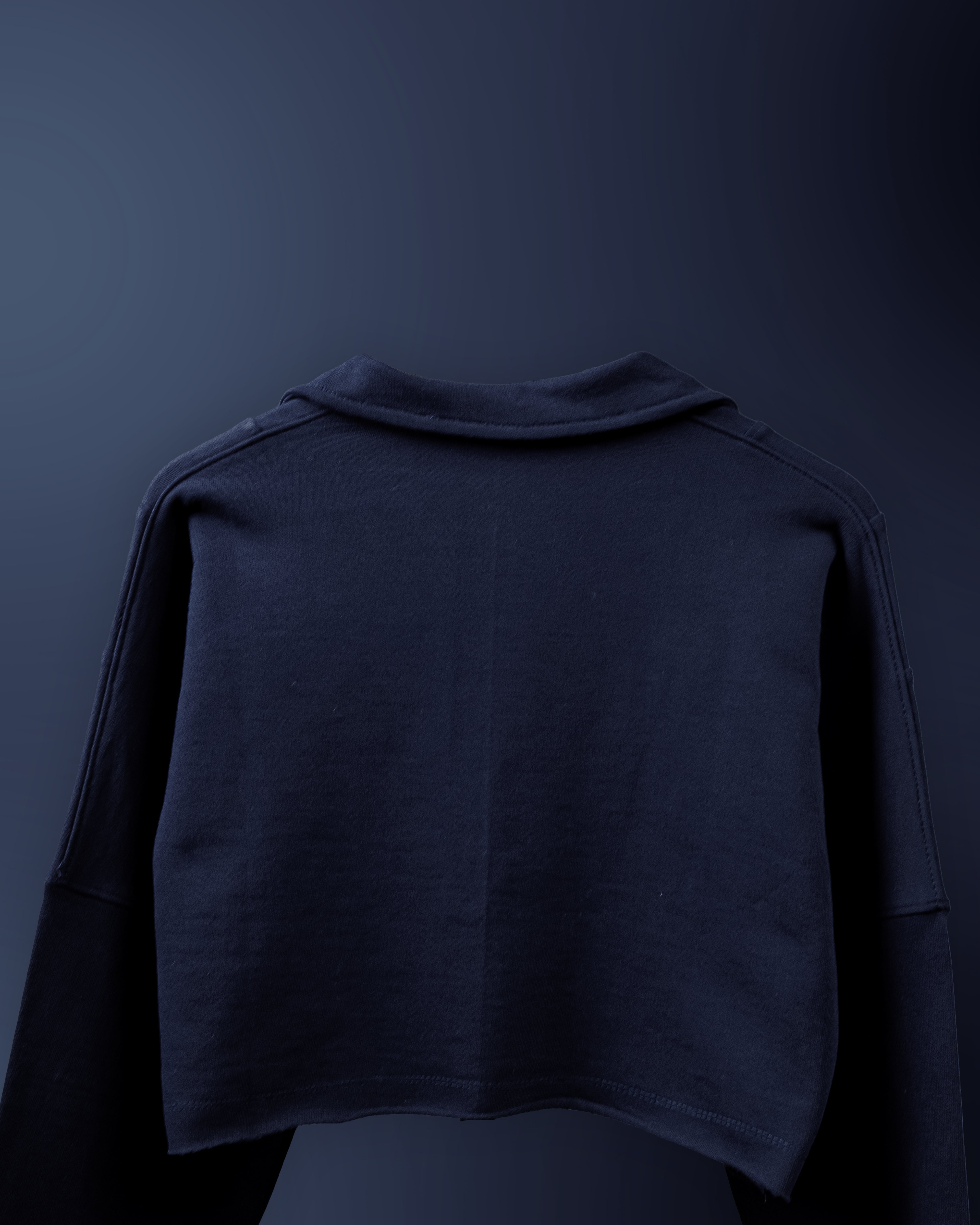 Zipped Crop Sweatshirt - Navy Blue