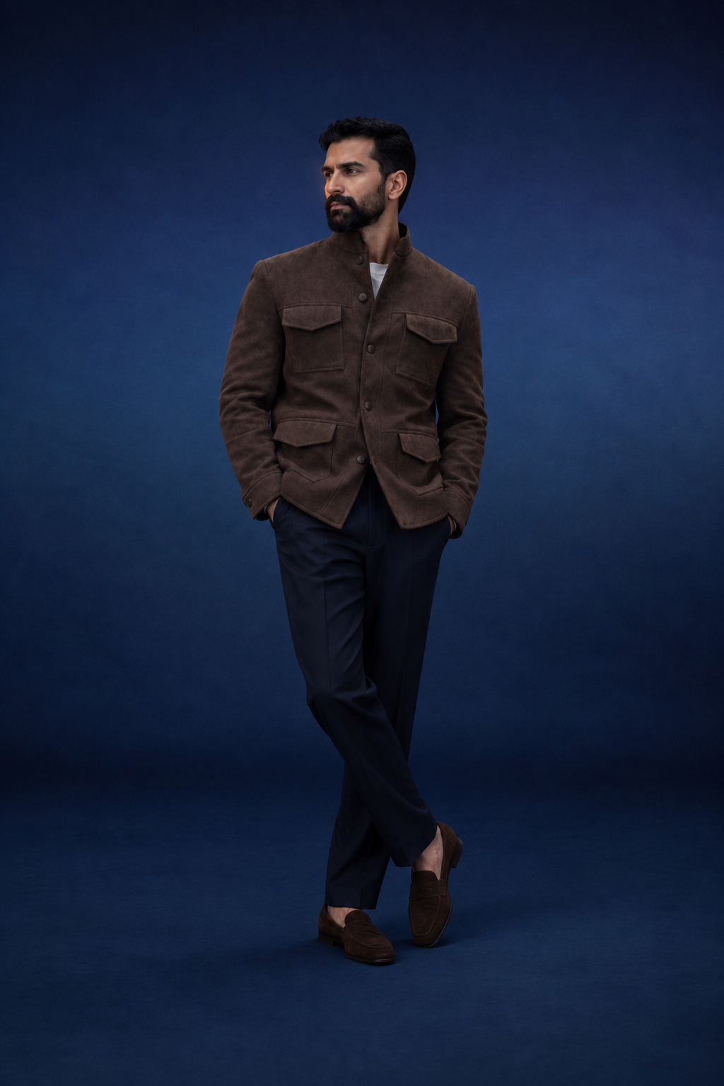 Suede SAFARI JACKET - Brown