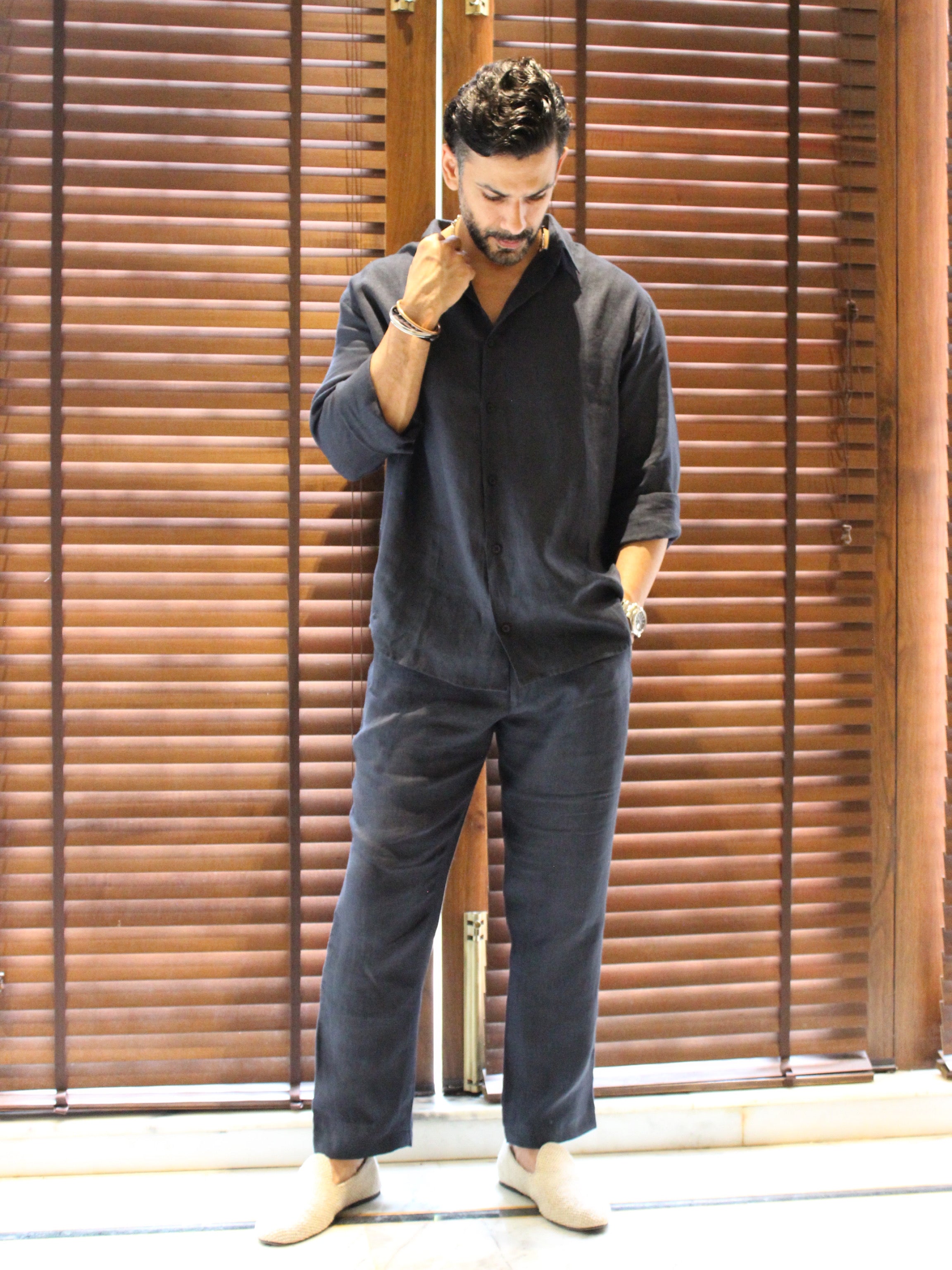 Linen Coord Set - Navy Blue