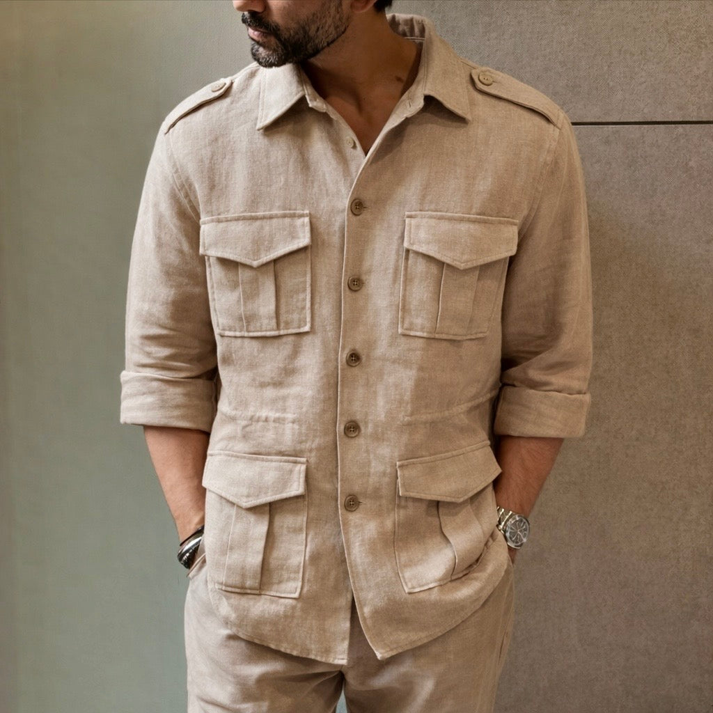 Linen Shacket - Beige