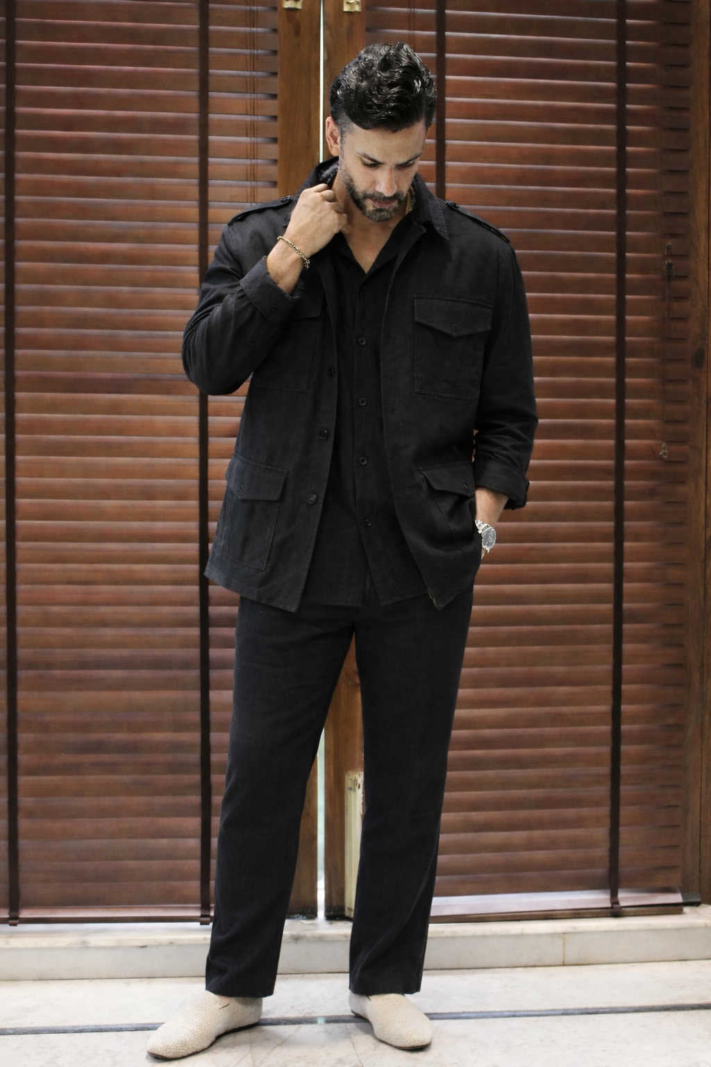 Linen Shacket - Black