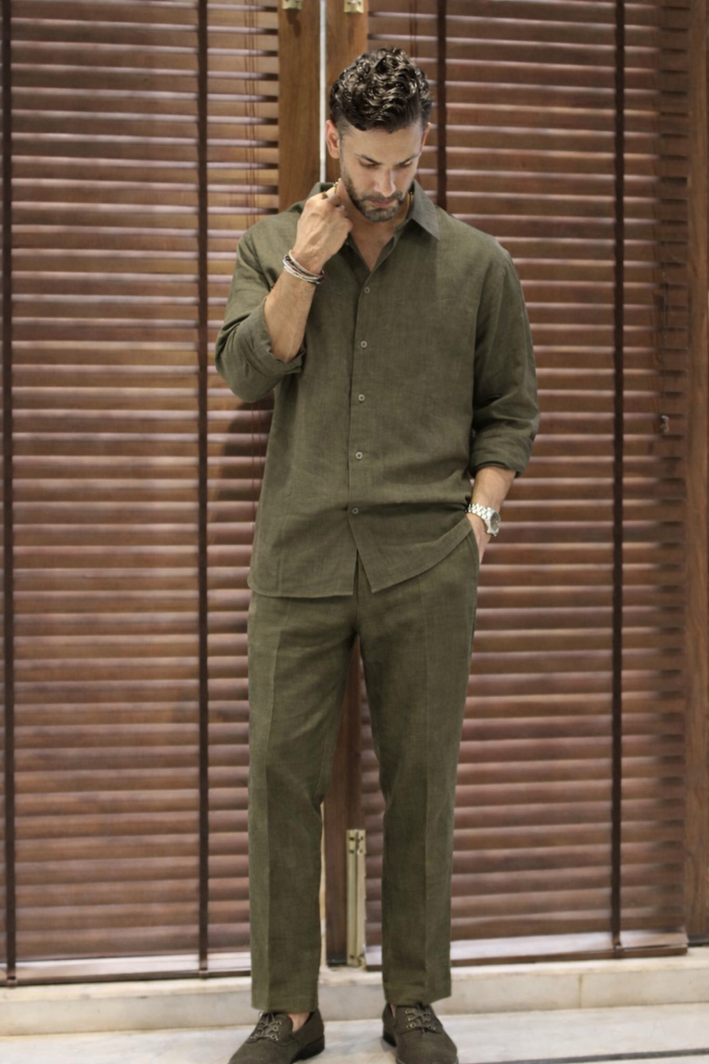 Linen Coord Set - Green