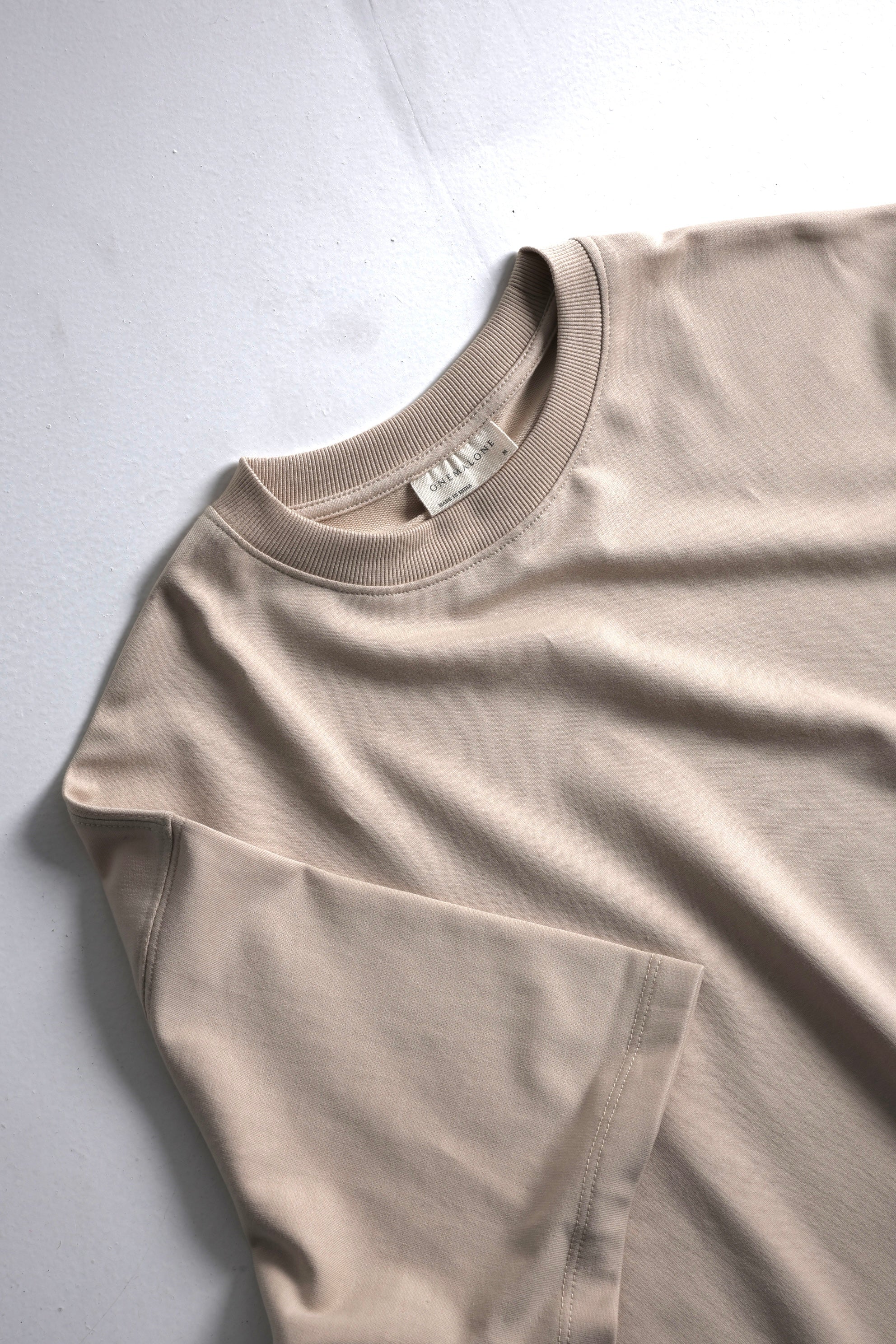 Drop Shoulder Beige T-shirt