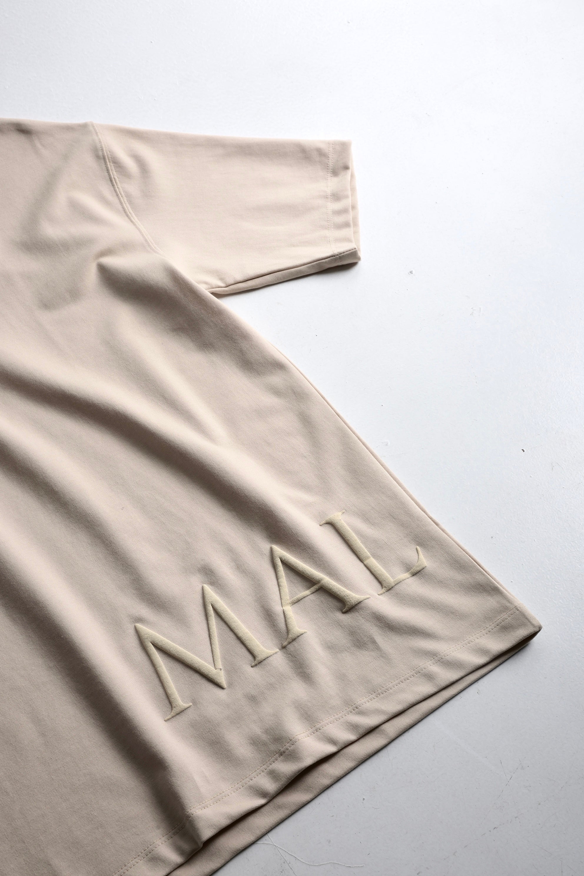 Drop Shoulder Beige T-shirt