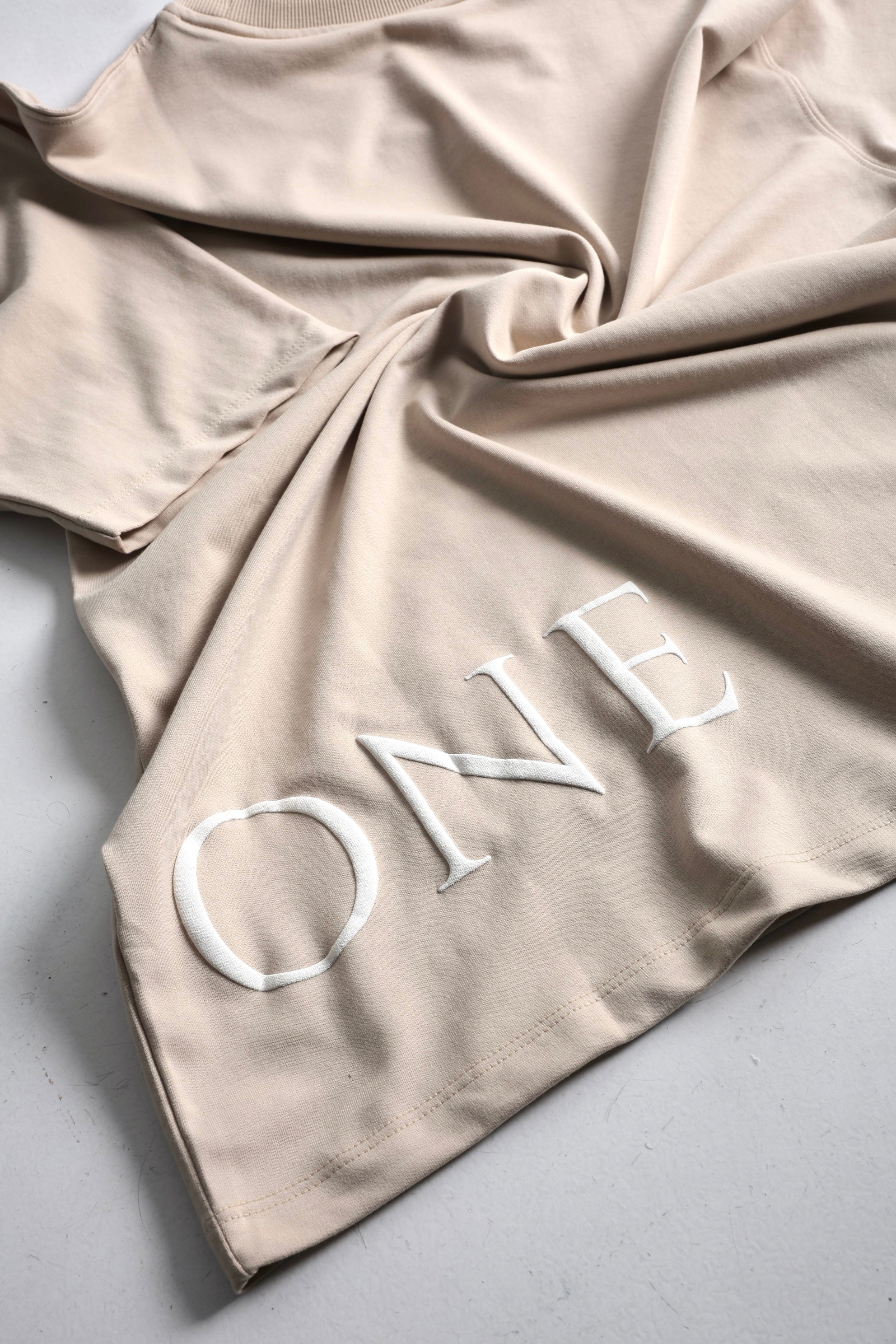 Drop Shoulder Beige T-shirt