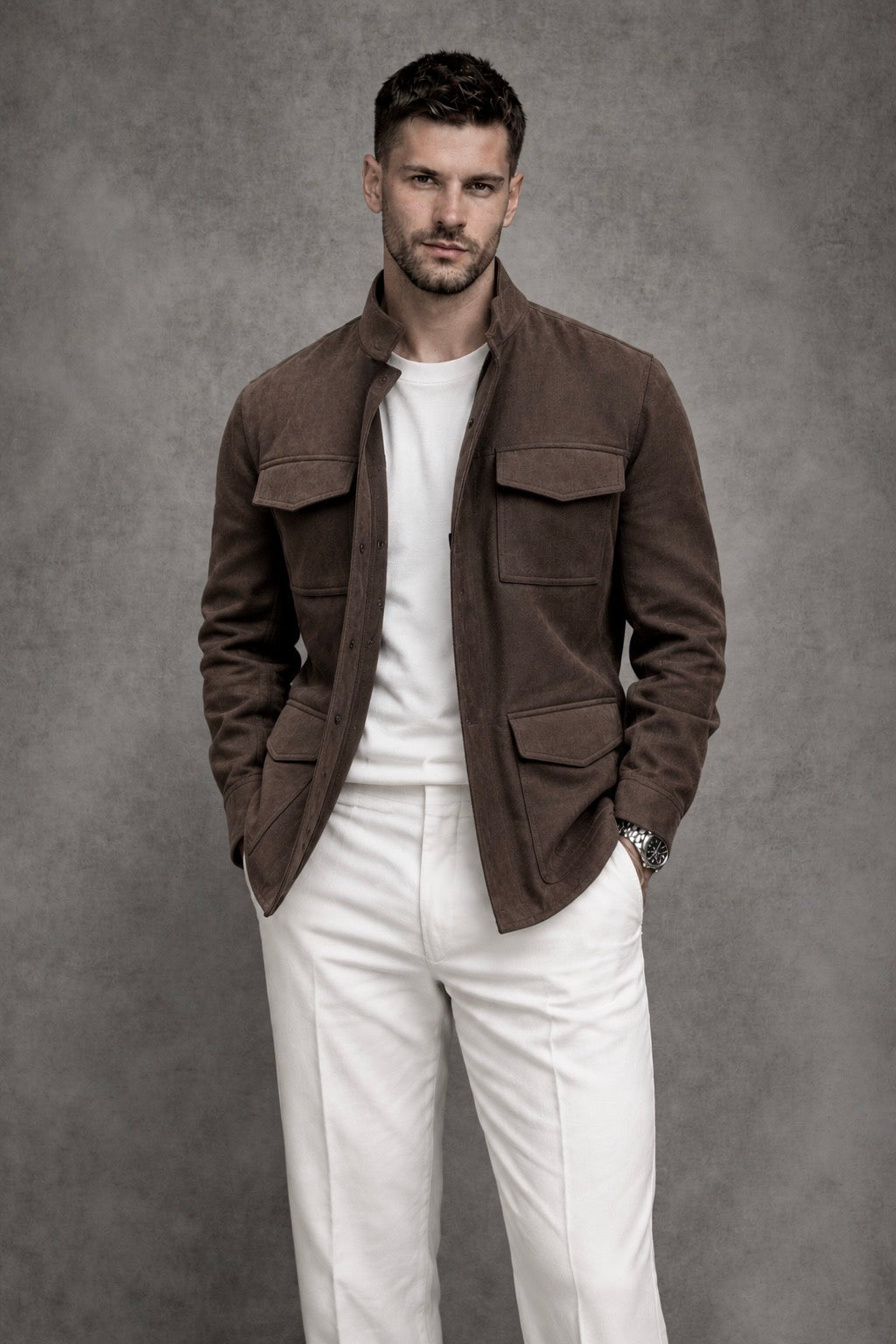 Suede SAFARI JACKET - Brown