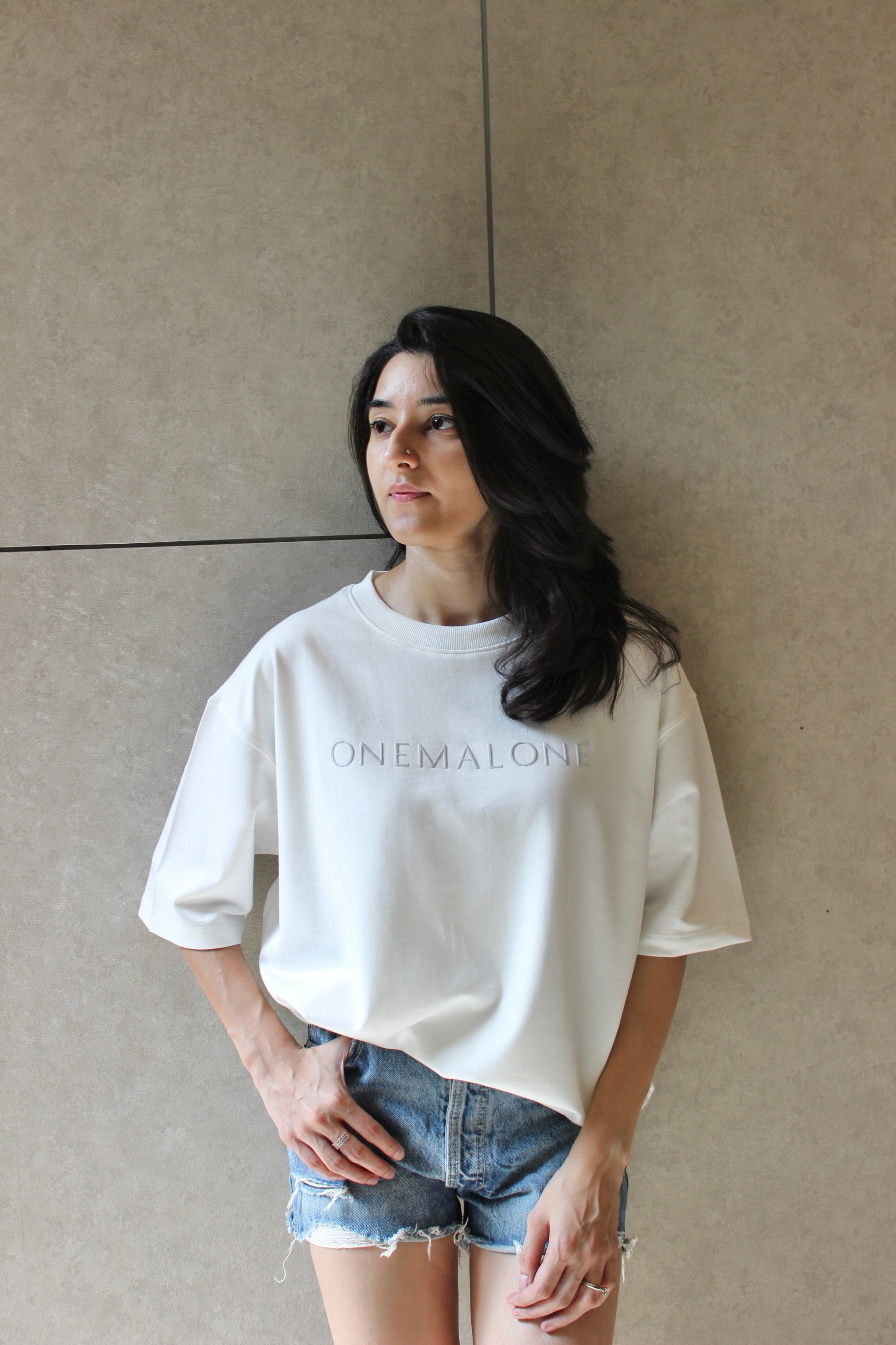 Drop Shoulder Ivory T-shirt - Women
