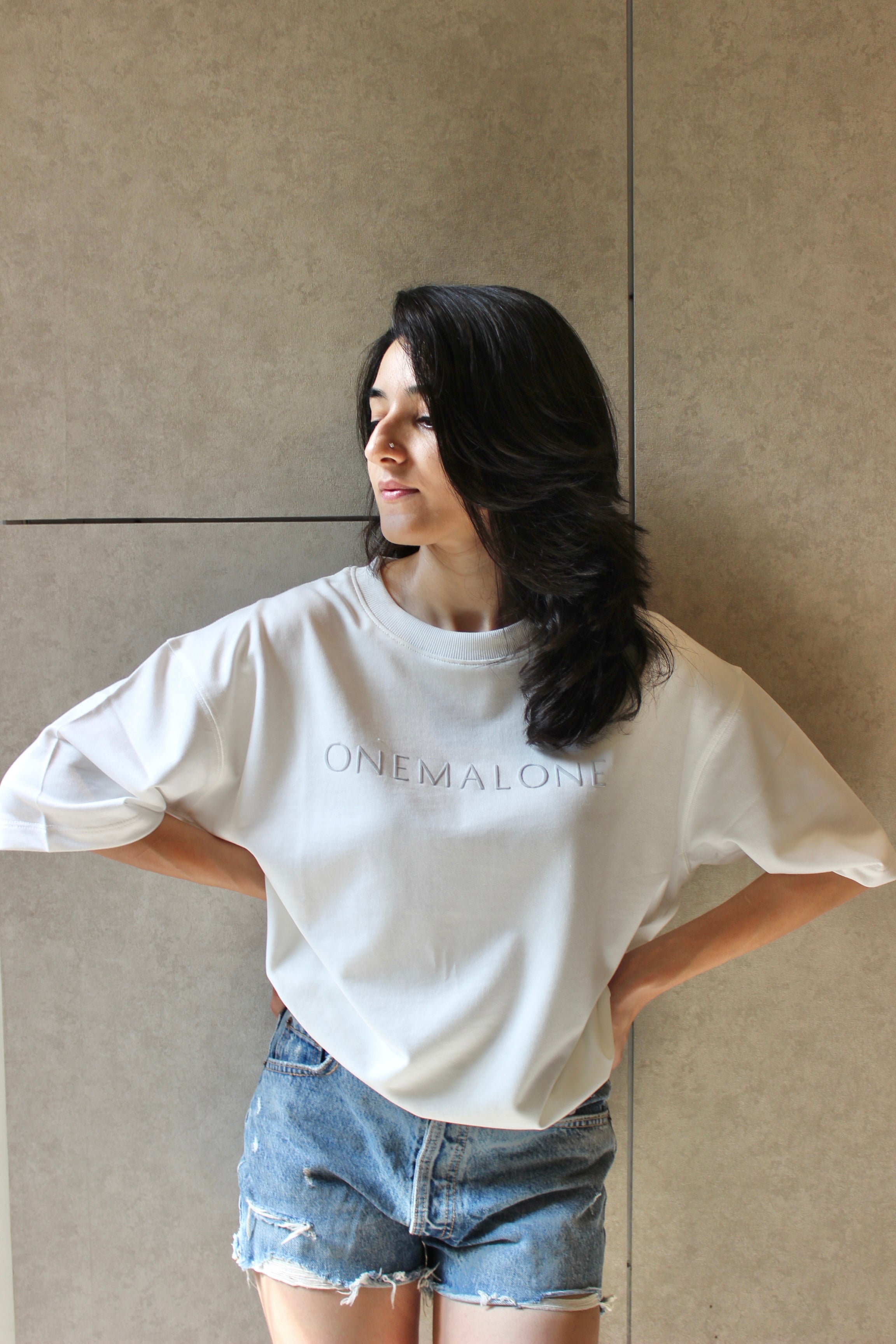 Drop Shoulder Ivory T-shirt - Women