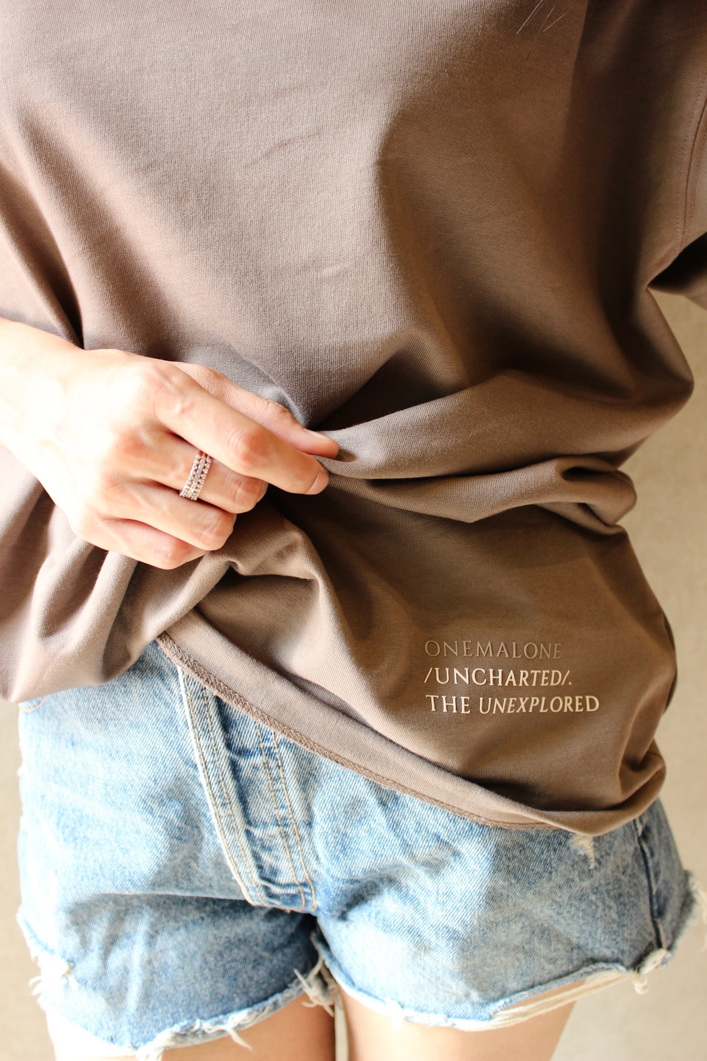 Drop Shoulder Mocha T-shirt - Women