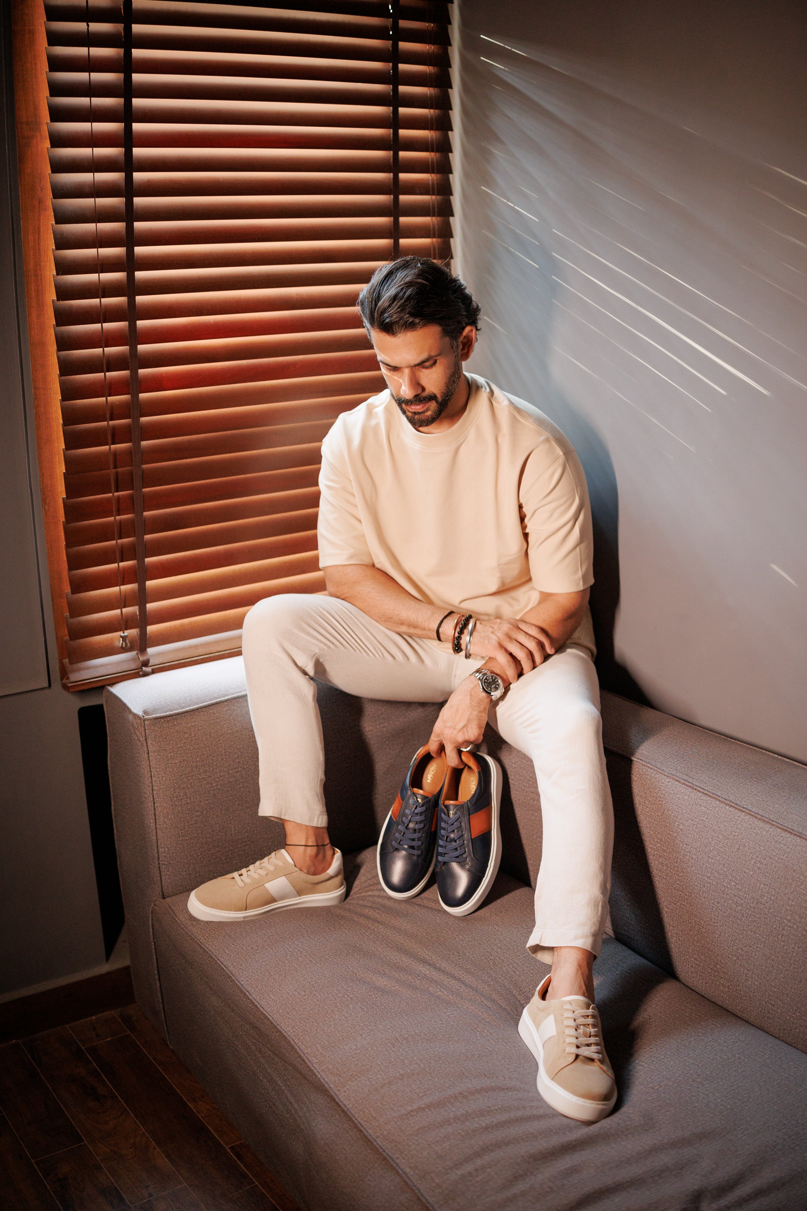 Drop Shoulder Beige T-shirt