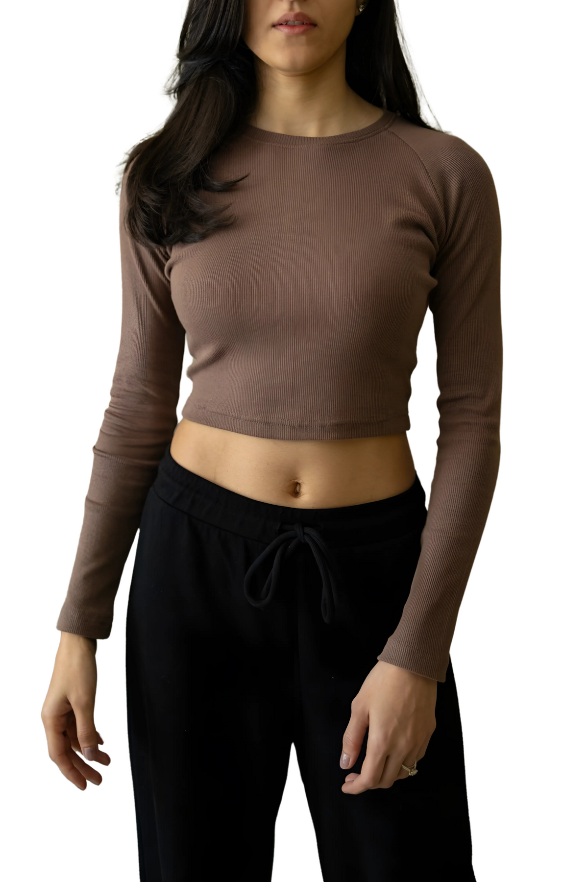 Crop Ribbed Top - Mocha